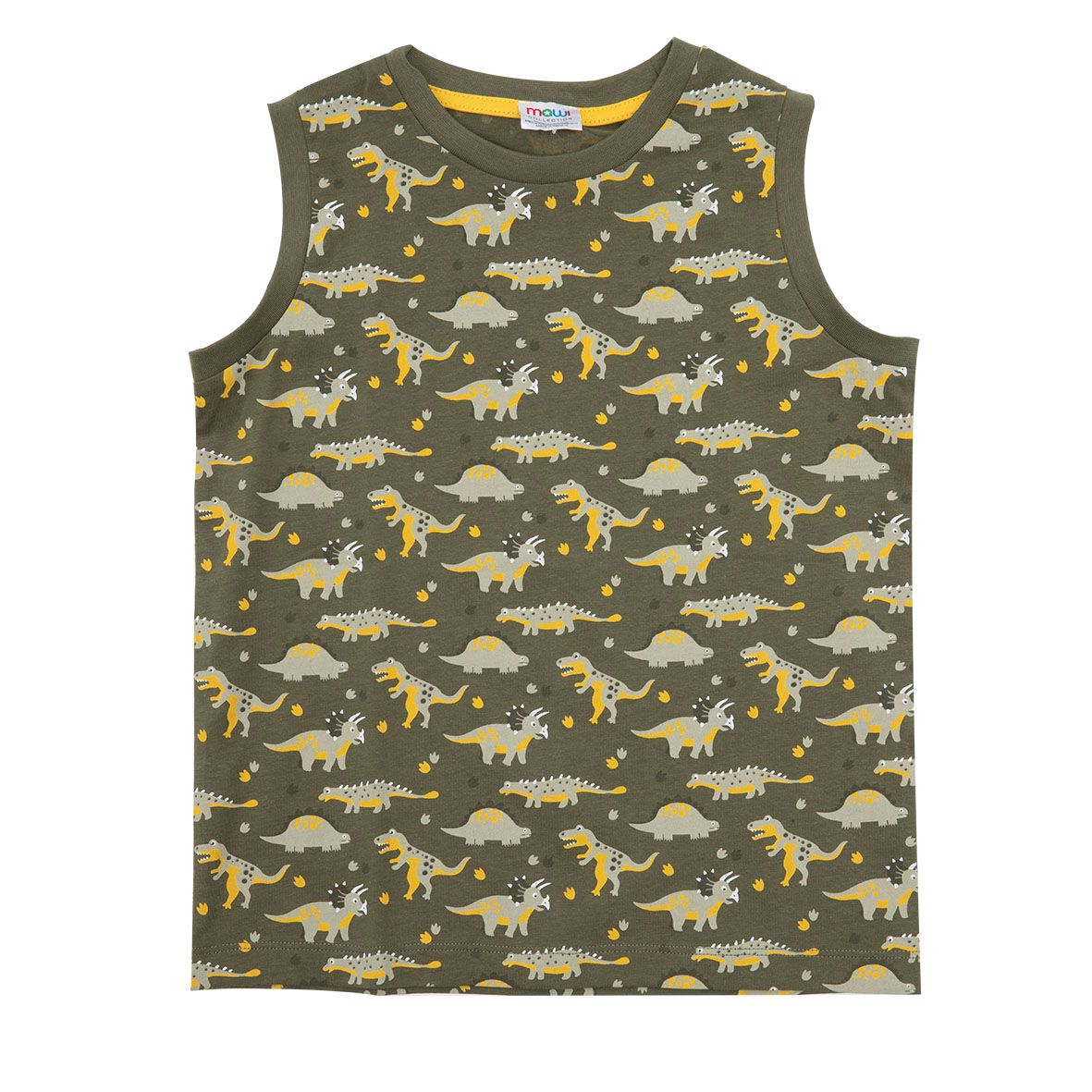 Canottiera jersey bimbo verde con stampa "dino" - Mawi