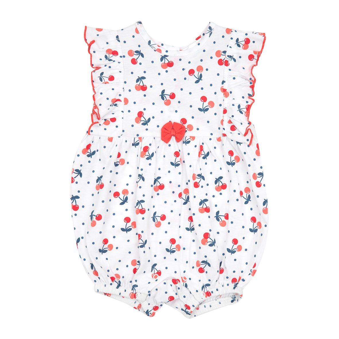 Pagliaccetto giromanica jersey bimba bianco "ciliege" - Mawi