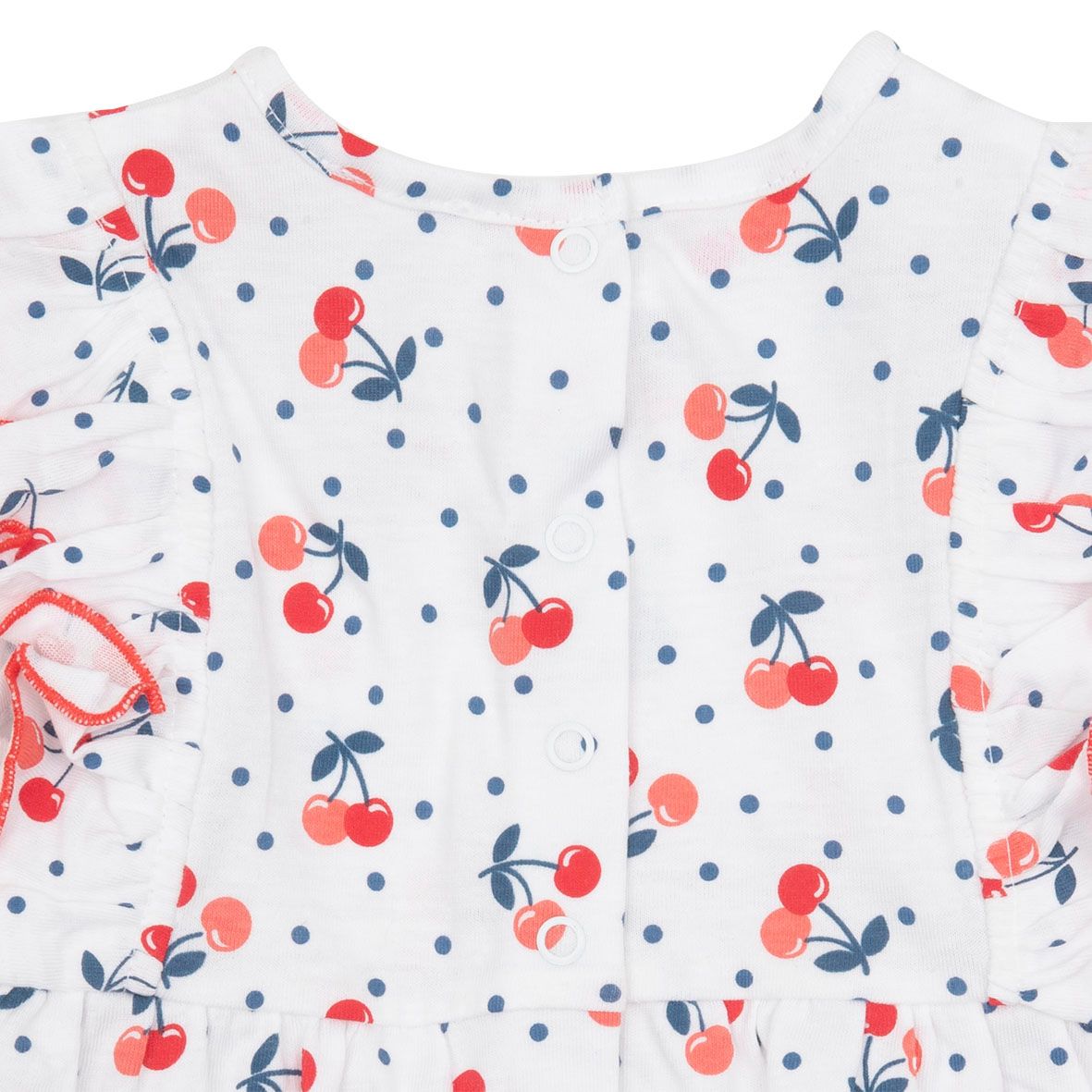 Pagliaccetto giromanica jersey bimba bianco "ciliege" - Mawi