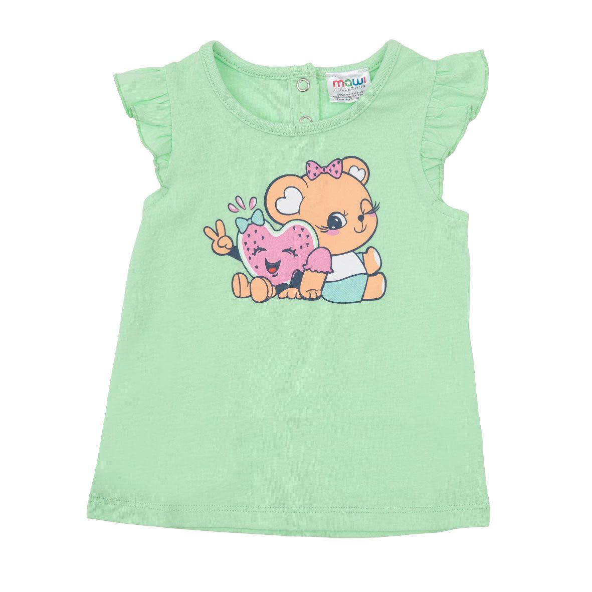 Canottiera jersey bimba verde stampa orsetta - Mawi