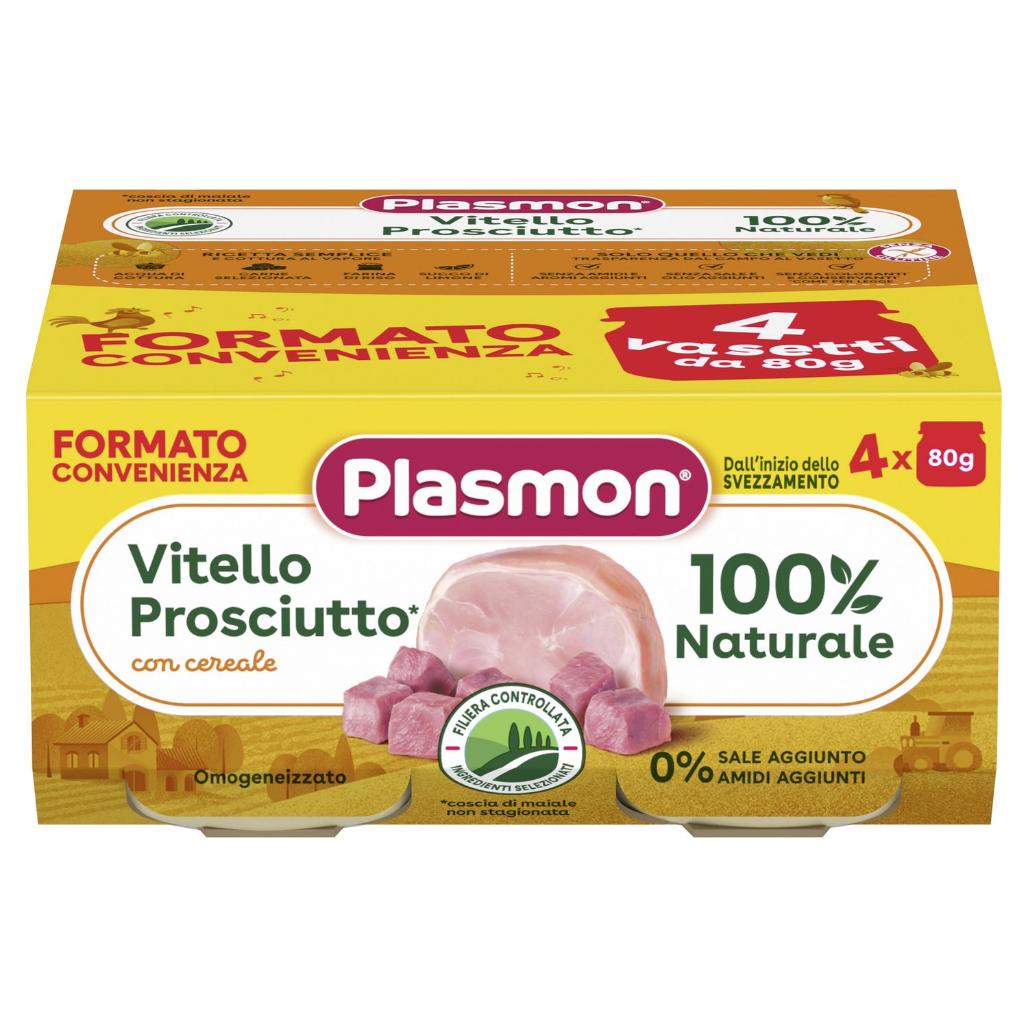 Omogeneizzato vitello prosciutto 4x80gr - plasmon - Plasmon