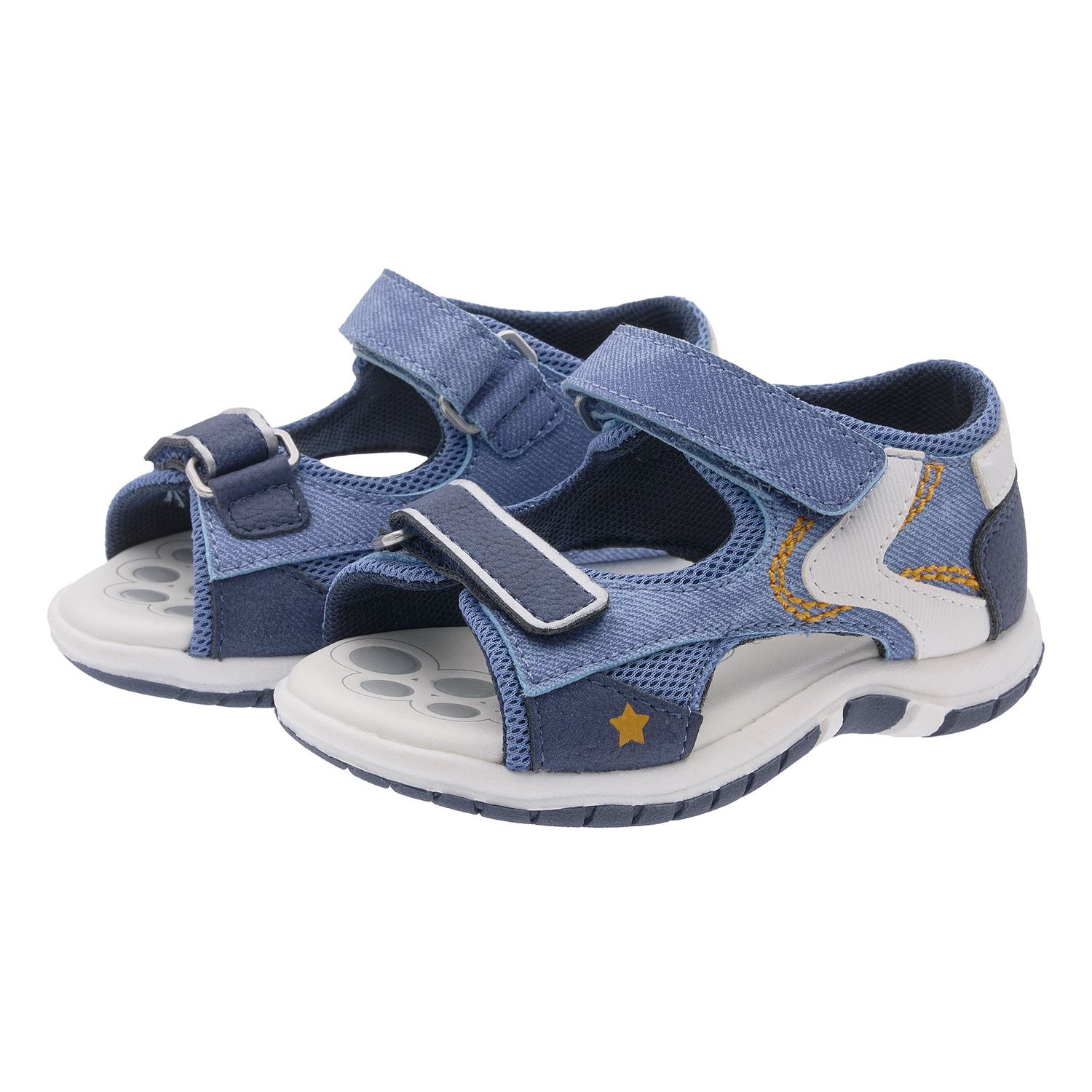 Sandalo bimbo chicco facci denim con dettagli arancioni - Chicco