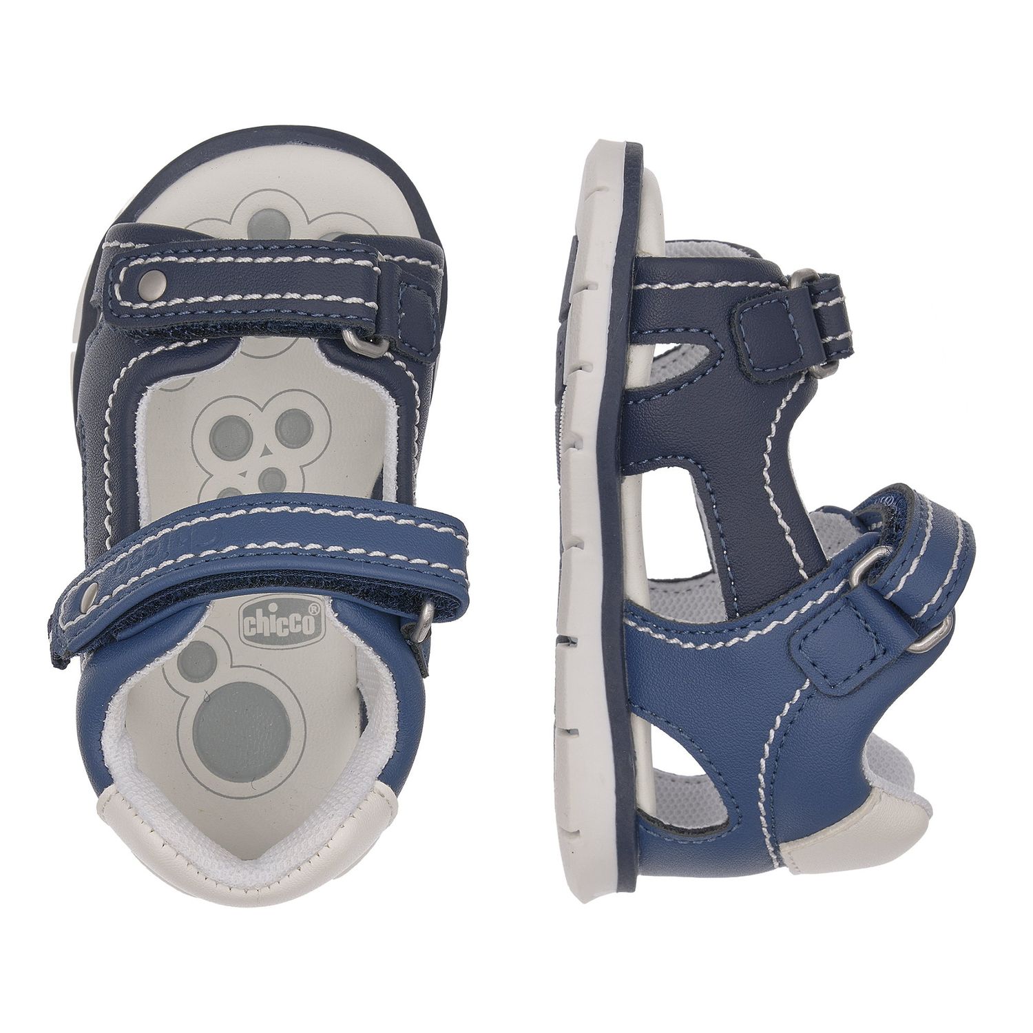 Sandali bimbo blu con cuciture a contrasto - chicco figi - Chicco