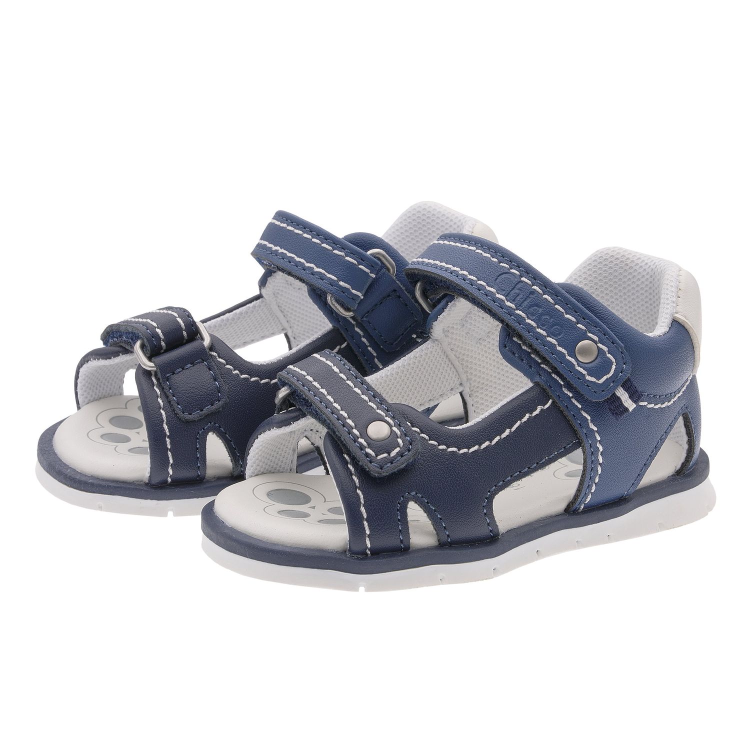 Sandali bimbo blu con cuciture a contrasto - chicco figi - Chicco