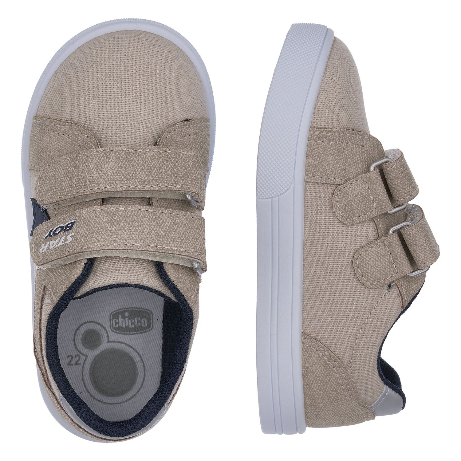 Sneaker bimbo doppio strappo beige con stella- chicco - Chicco