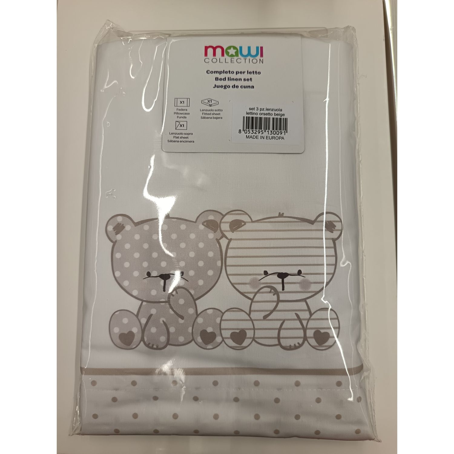 Set 3pz letto orsetto beige - Mawi