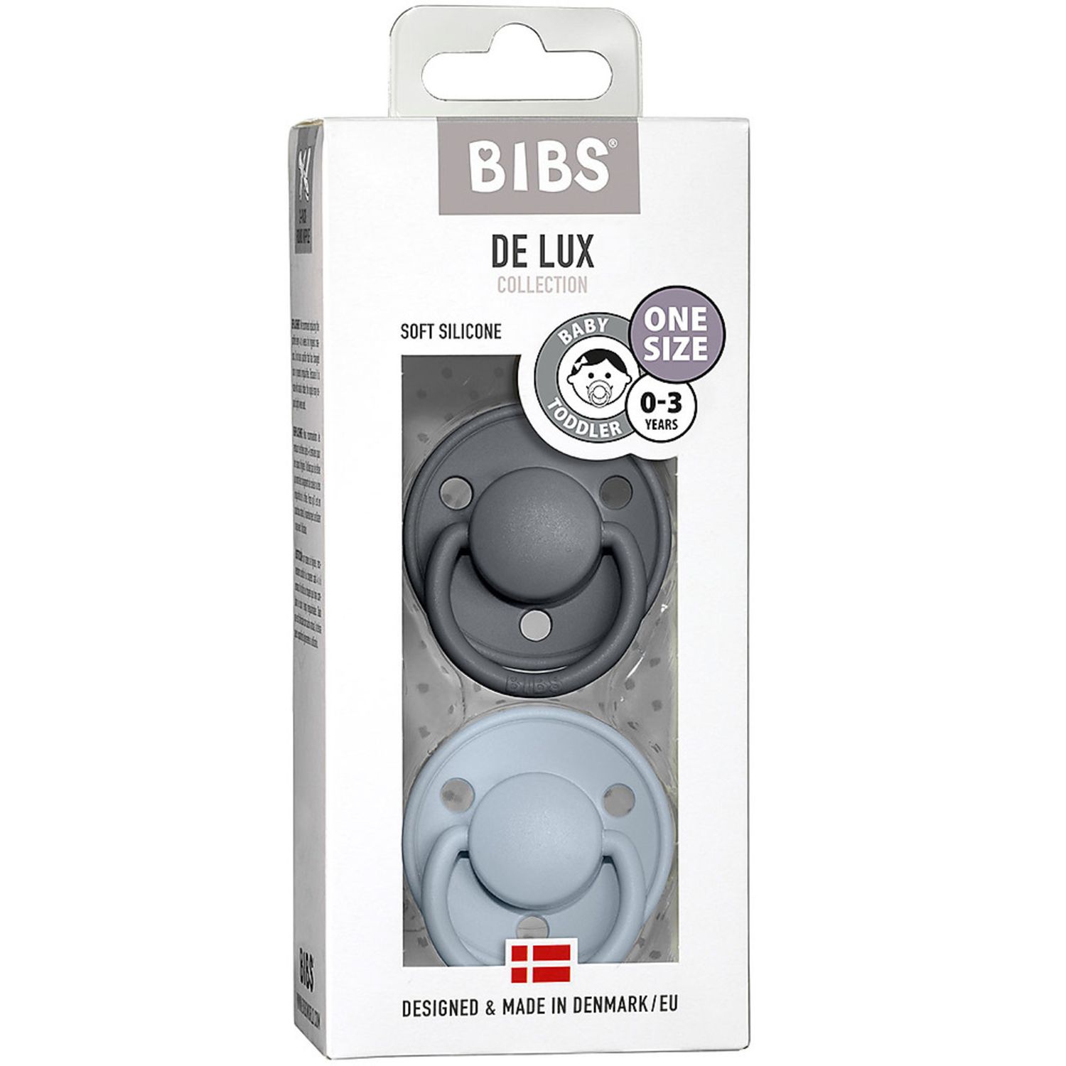 Ciuccio de lux rotondo silicone ferro -baby blu 0-36m - bibs - BIBS