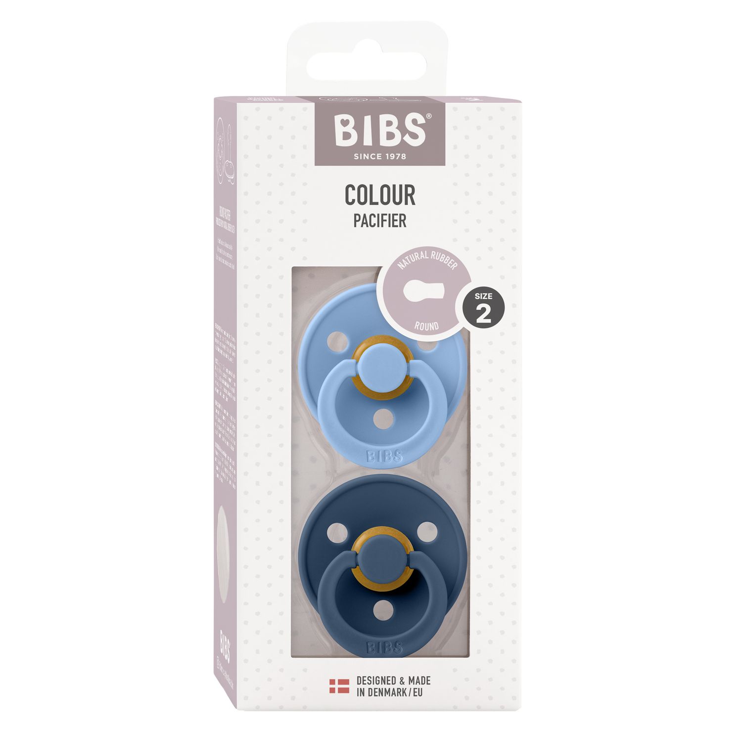 Set 2 ciucci colour rotondo tettarella in lattice color blu cielo-blu acciaio size 2 | 6+ mesi - bibs - BIBS