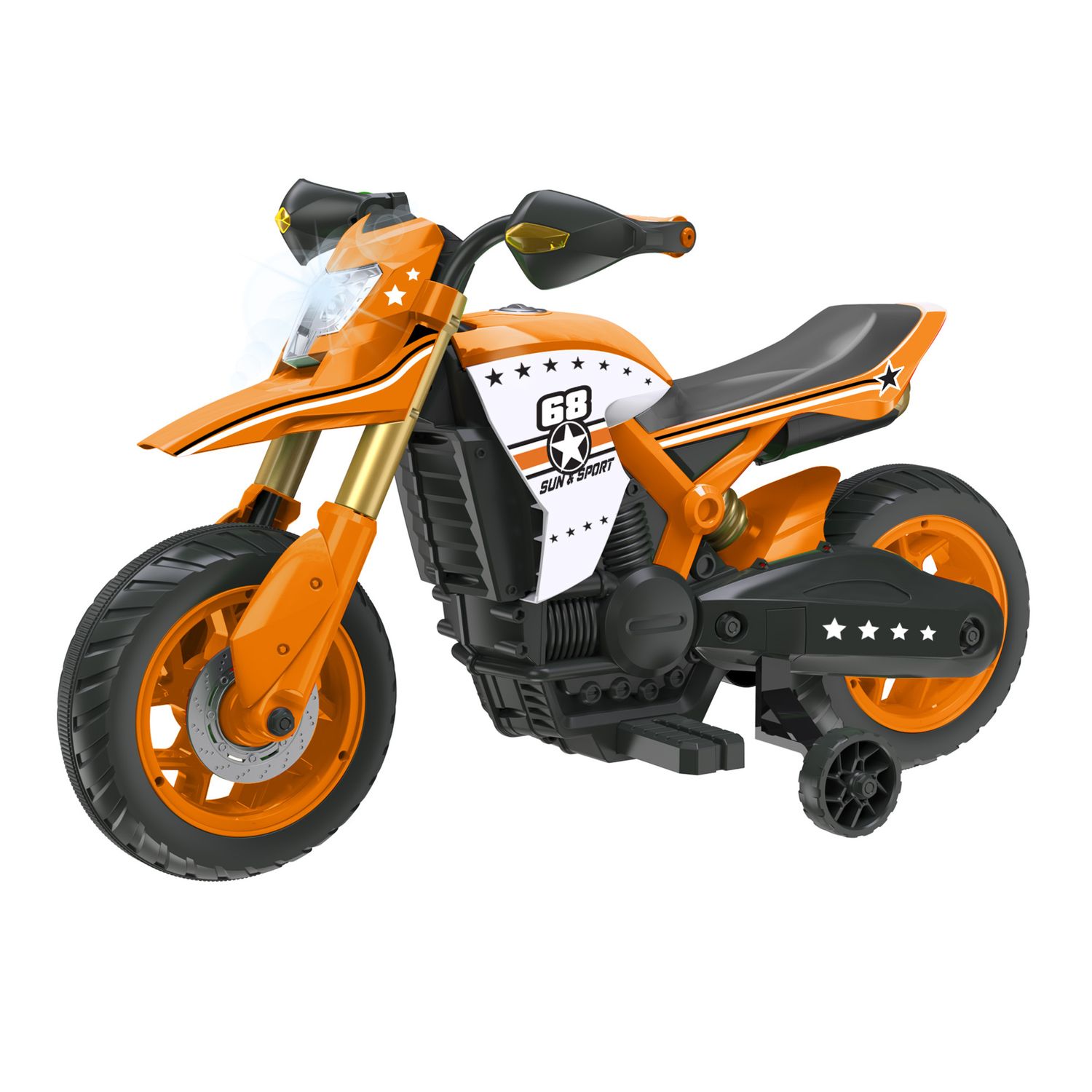 Moto cross elettrica 6v per bambini - con batteria al litio, luci, suoni realistici e stabilizzatori, fino a 3 km/h - Sun&amp;Sport