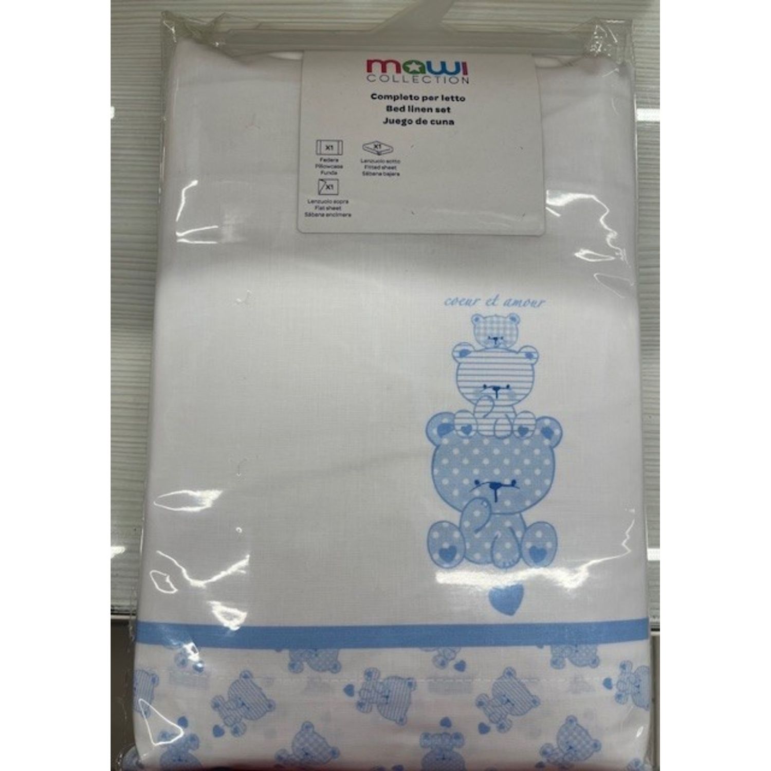 Completo letto 3 pezzi bimbo store orsetto azzurro - Mawi