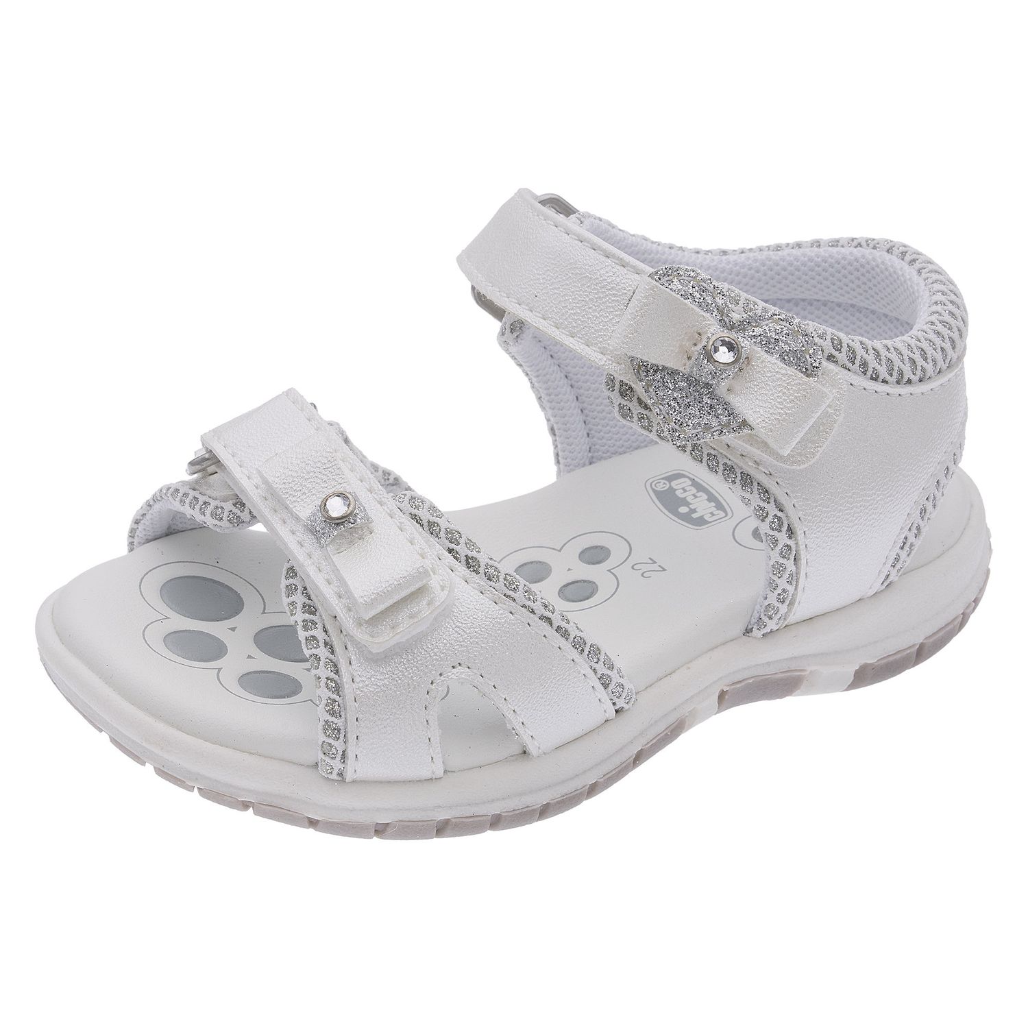 Sandali bimba bianchi con fiocco glitter - chicco francia - Chicco