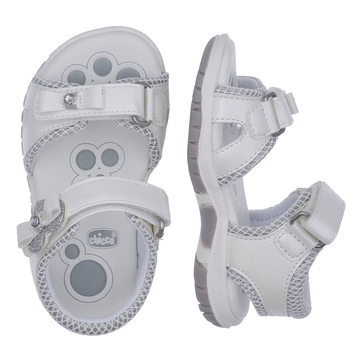 Sandali bimba bianchi con fiocco glitter - chicco francia - Chicco