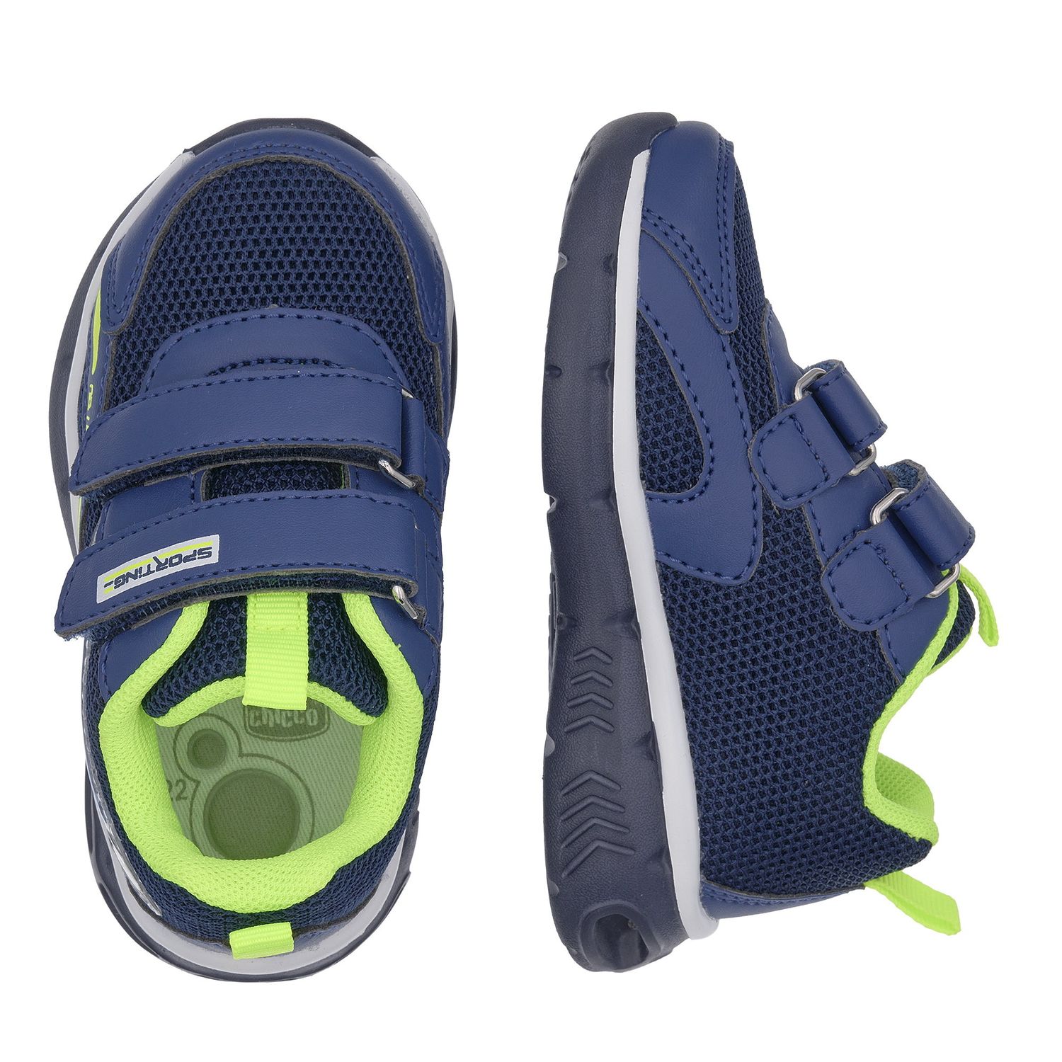 Sneaker bimbo con doppio strappo e luci nella suola - chicco - Chicco