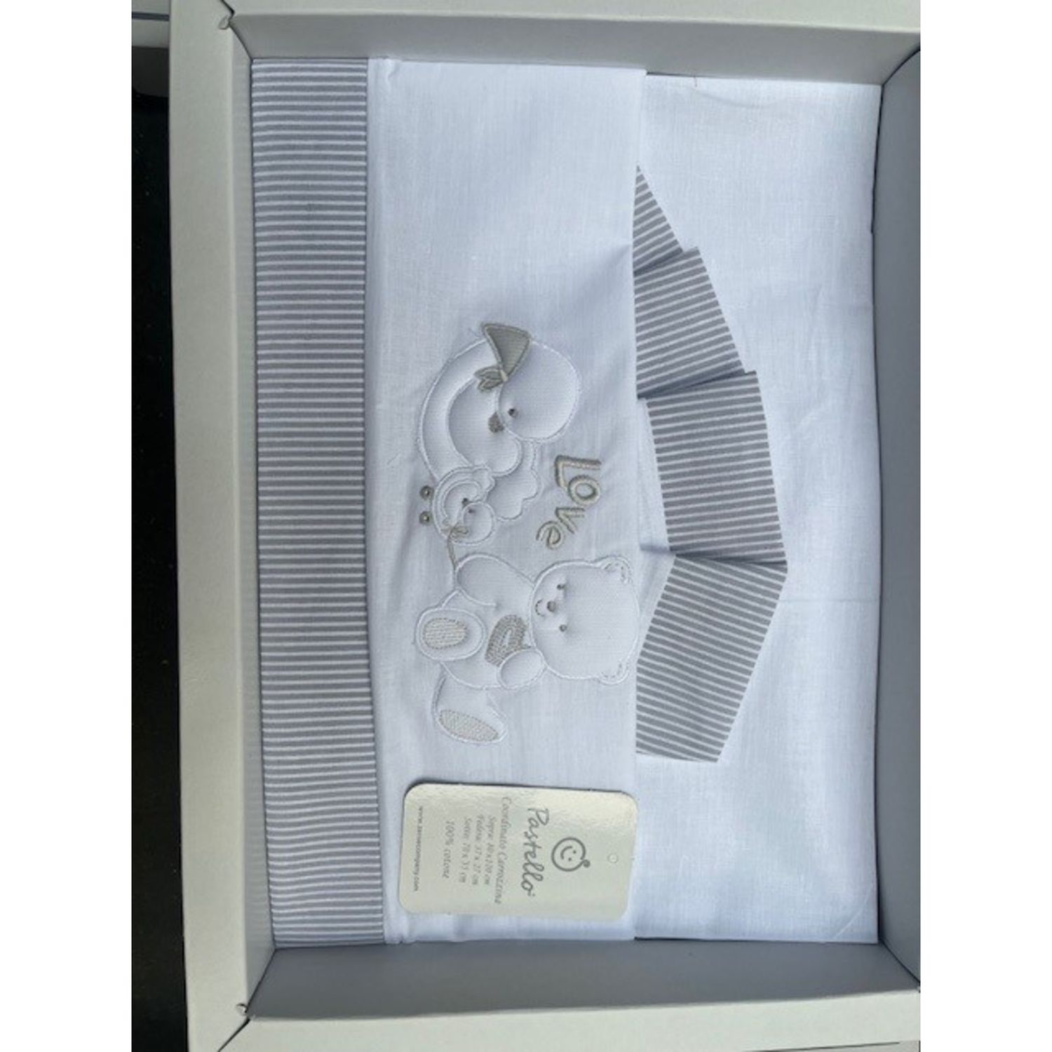 Lenzuola carrozzina 3 pz ricami ass. unisex - pastello - Pastello