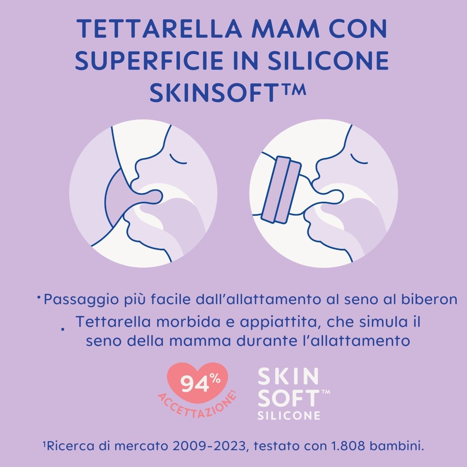 Mam biberon easy start 260 ml (set da 2), kit da 2 biberon anticolica per allattamento misto, lilla, 2+ mesi - Mam
