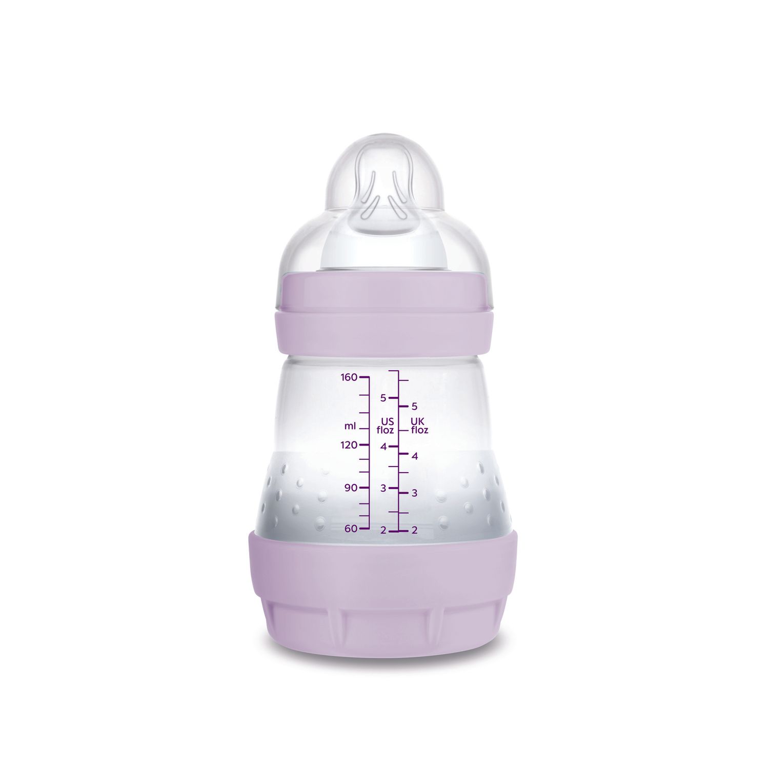 Mam biberon easy start 160 ml, biberon anticolica per allattamento misto che riduce le bolle d'aria e il rischio di coliche, lilla - Mam