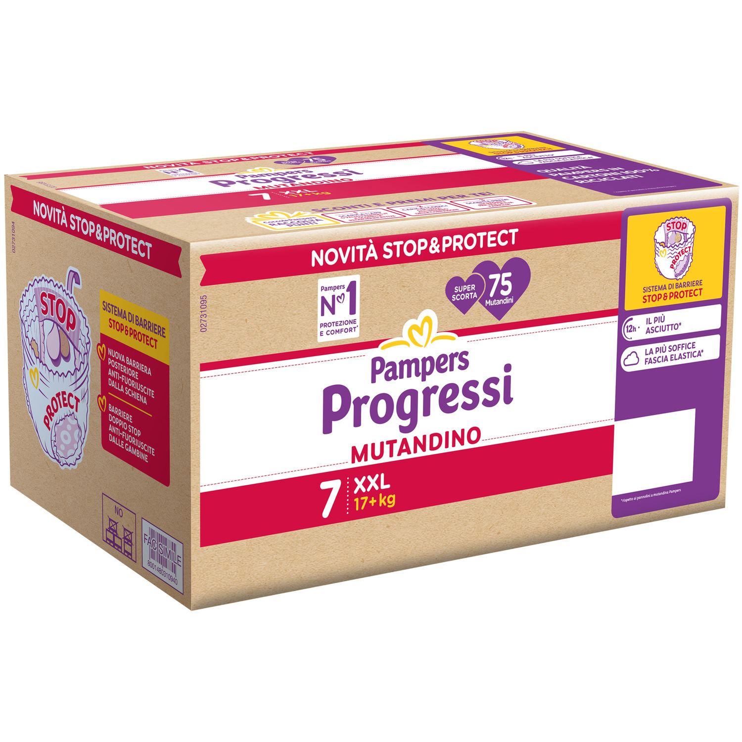 Pannolino progressi mutandino super scorta taglia 7 17+kg 75 pz - pampers - Pampers
