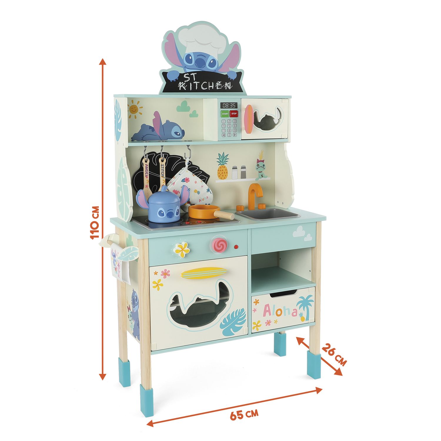 Cucina in legno aloha con luci e suoni – disney stitch - Wood N'play