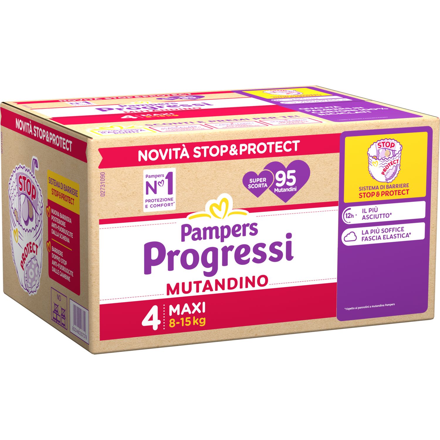 Pannolino progressi mutandino super scorta taglia 4 8-15kg 95 pz - pampers - Pampers
