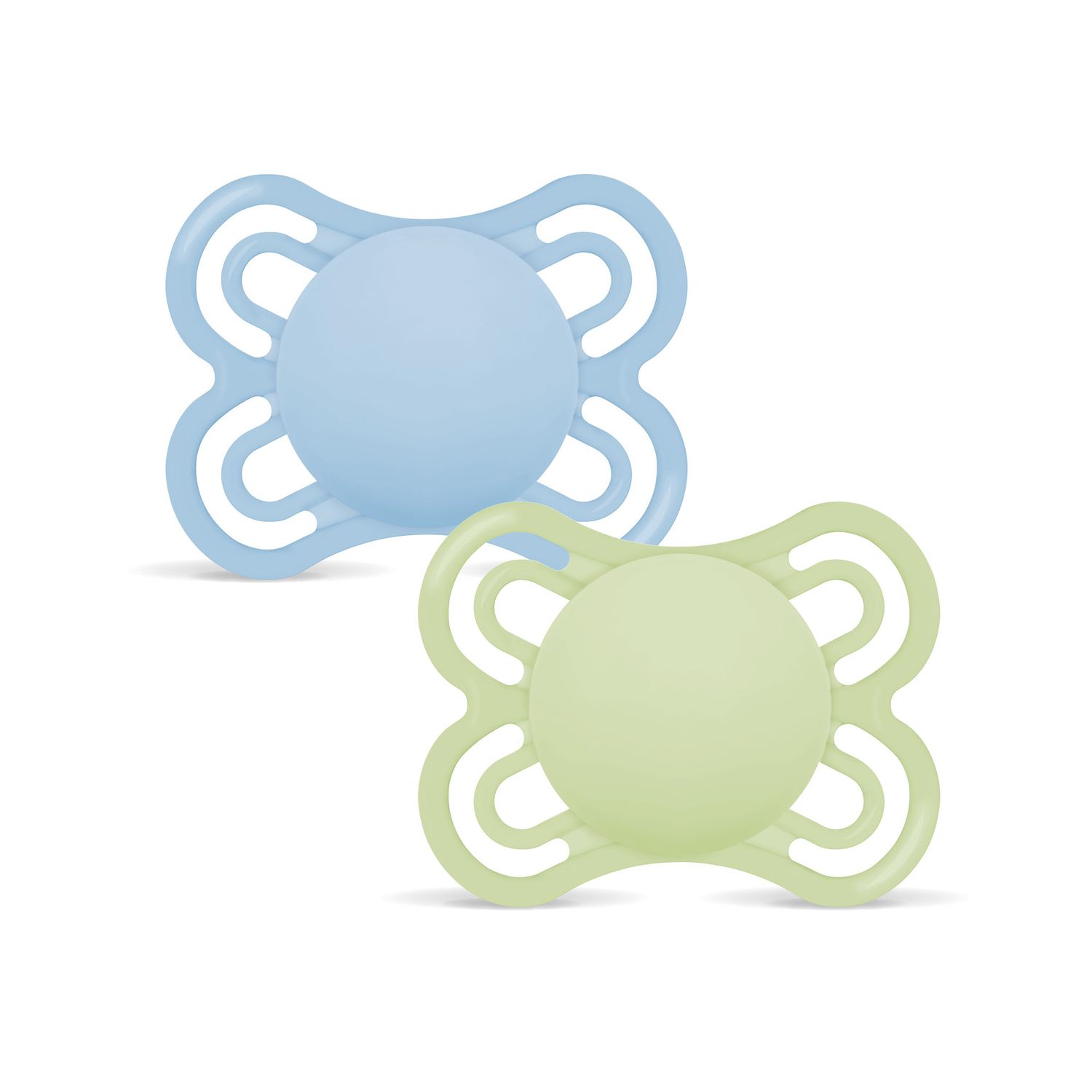 Mam perfect confezione doppia succhietto 2-6 mesi (set da 2), ciuccio mam 2-6 mesi in silicone per un sano sviluppo orale, azzurro/verde - Mam