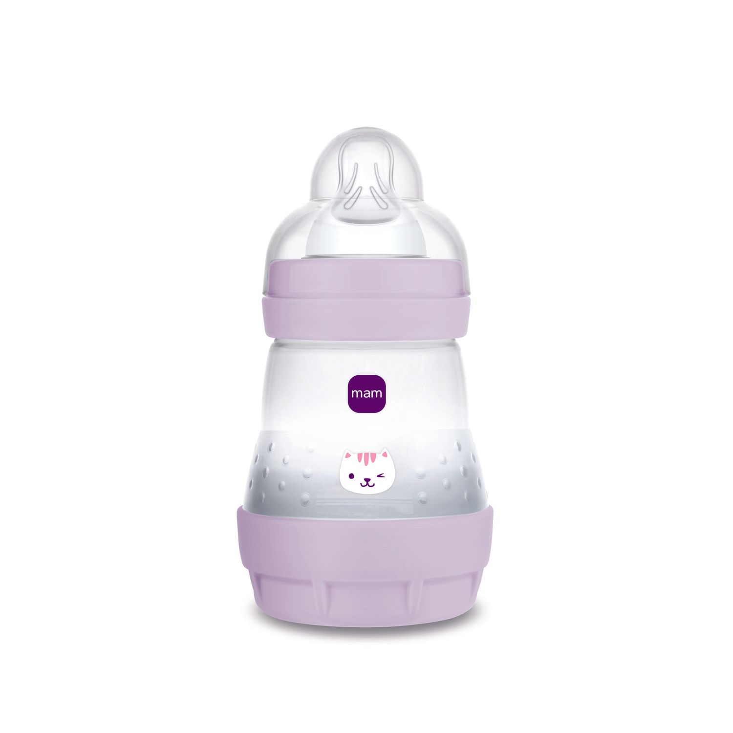 Mam biberon easy start 160 ml, biberon anticolica per allattamento misto che riduce le bolle d'aria e il rischio di coliche, lilla - Mam