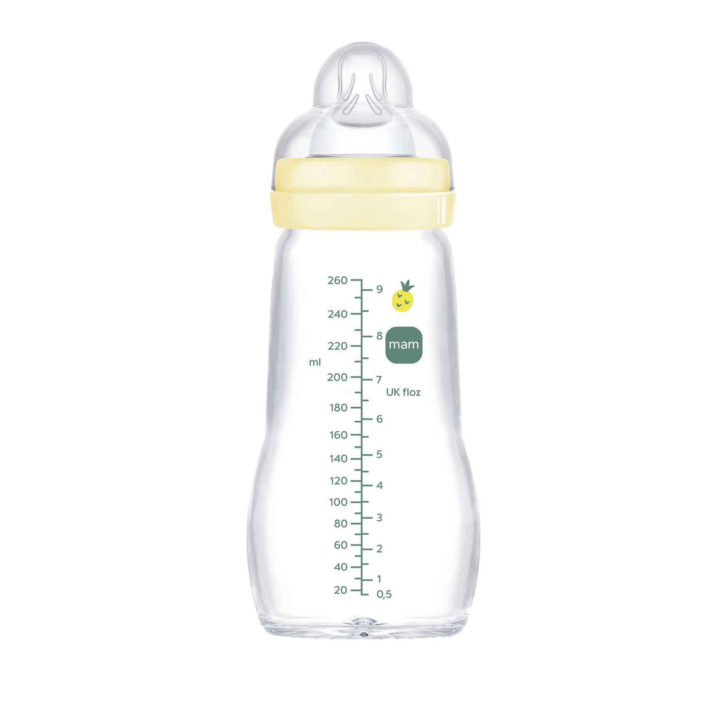 Mam biberon feel good 260 ml, biberon vetro pregiato resistente alle alte temperature, neutro - Mam