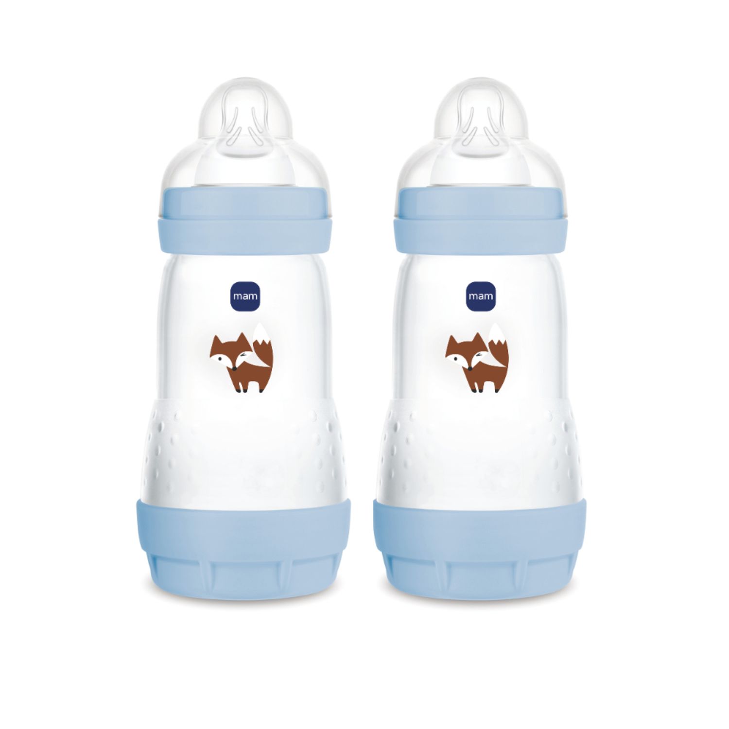 Mam biberon easy start 260 ml (set da 2), kit da 2 biberon anticolica per allattamento misto, azzurro, 2+ mesi - Mam