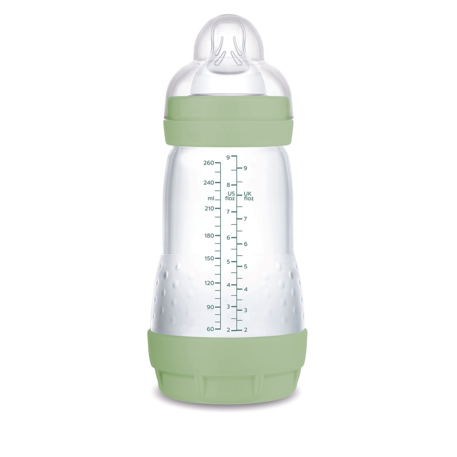 Mam biberon easy start 260 ml, biberon anticolica per allattamento misto, riduce le bolle d'aria e il rischio di coliche, verde, 2+ mesi - Mam