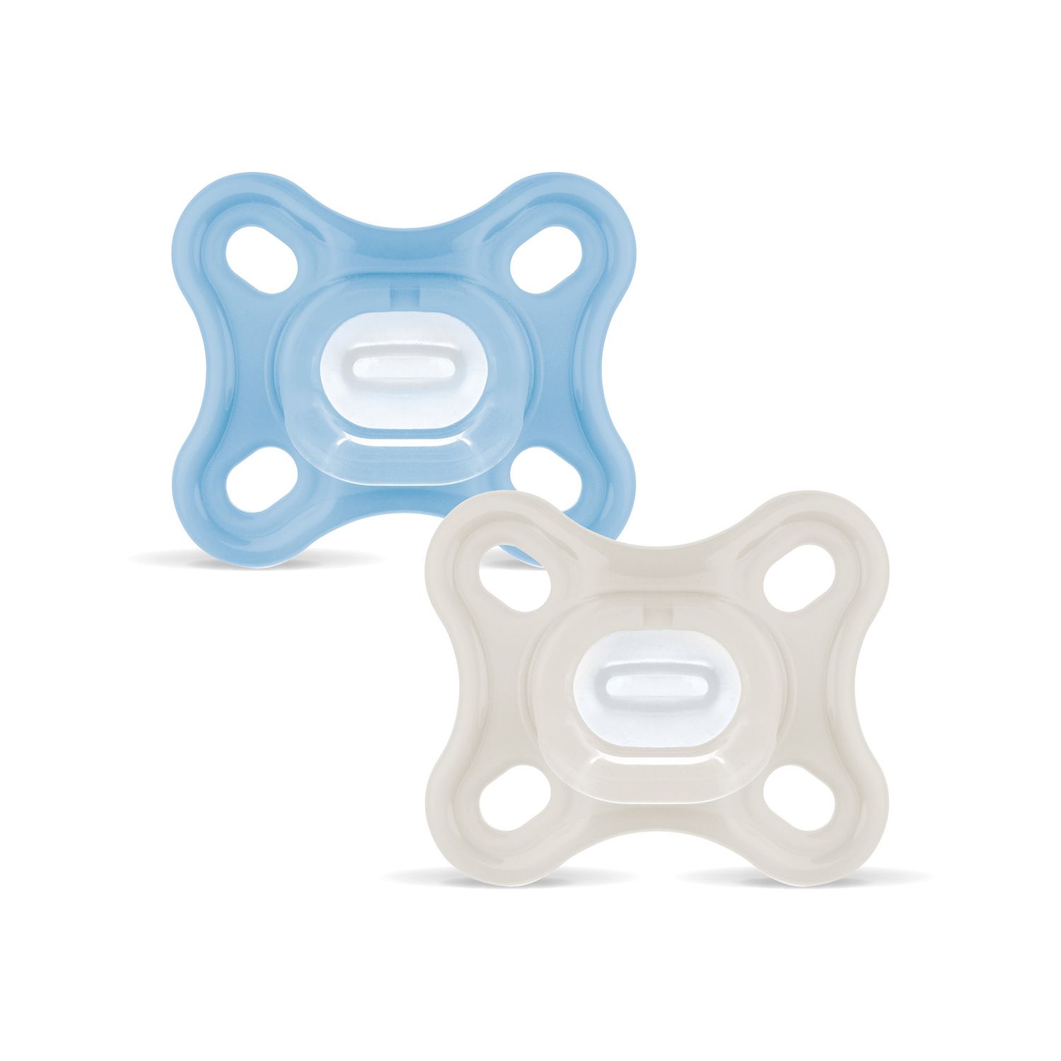 Mam comfort succhietto 0-3 mesi (set da 2), ciuccio mam 0-3 mesi in 100% silicone con design unico, azzurro/neutro - Mam
