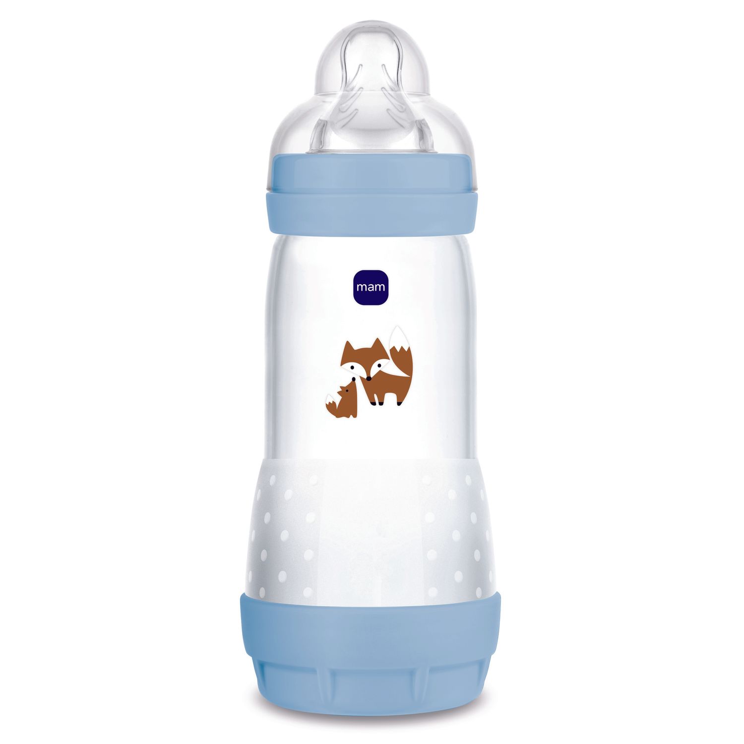 Mam biberon easy start 320 ml, biberon anticolica per allattamento misto, riduce le bolle d'aria e il rischio di coliche, azzurro, 4+ mesi - Mam