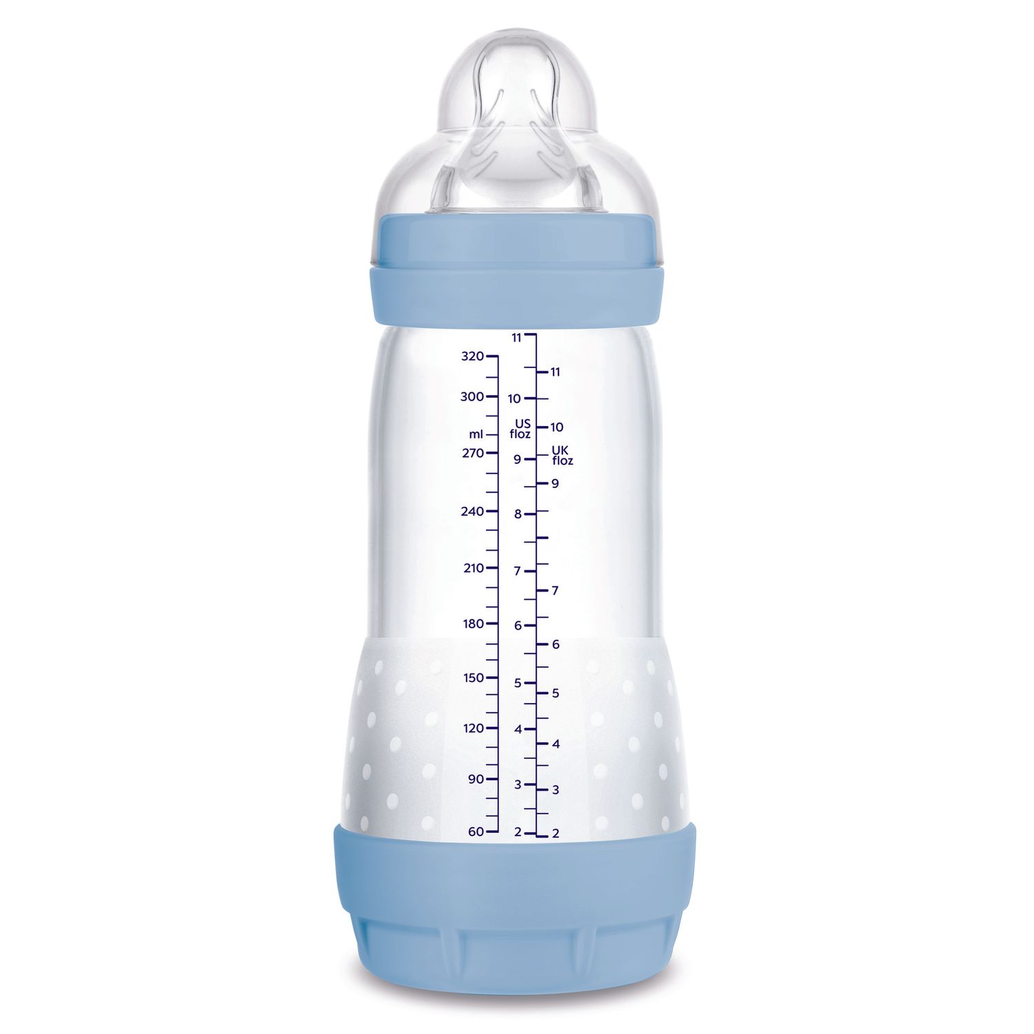 Mam biberon easy start 320 ml, biberon anticolica per allattamento misto, riduce le bolle d'aria e il rischio di coliche, azzurro, 4+ mesi - Mam