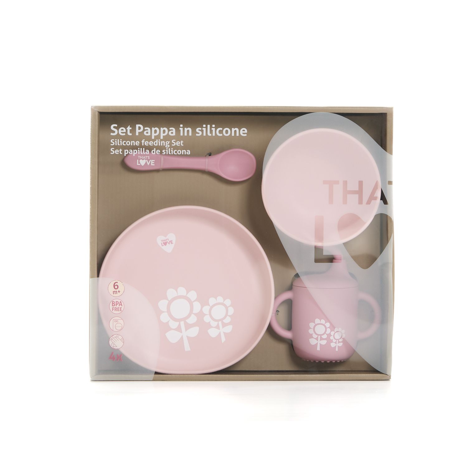 Set pappa in silicone pink- that's love - That's Love