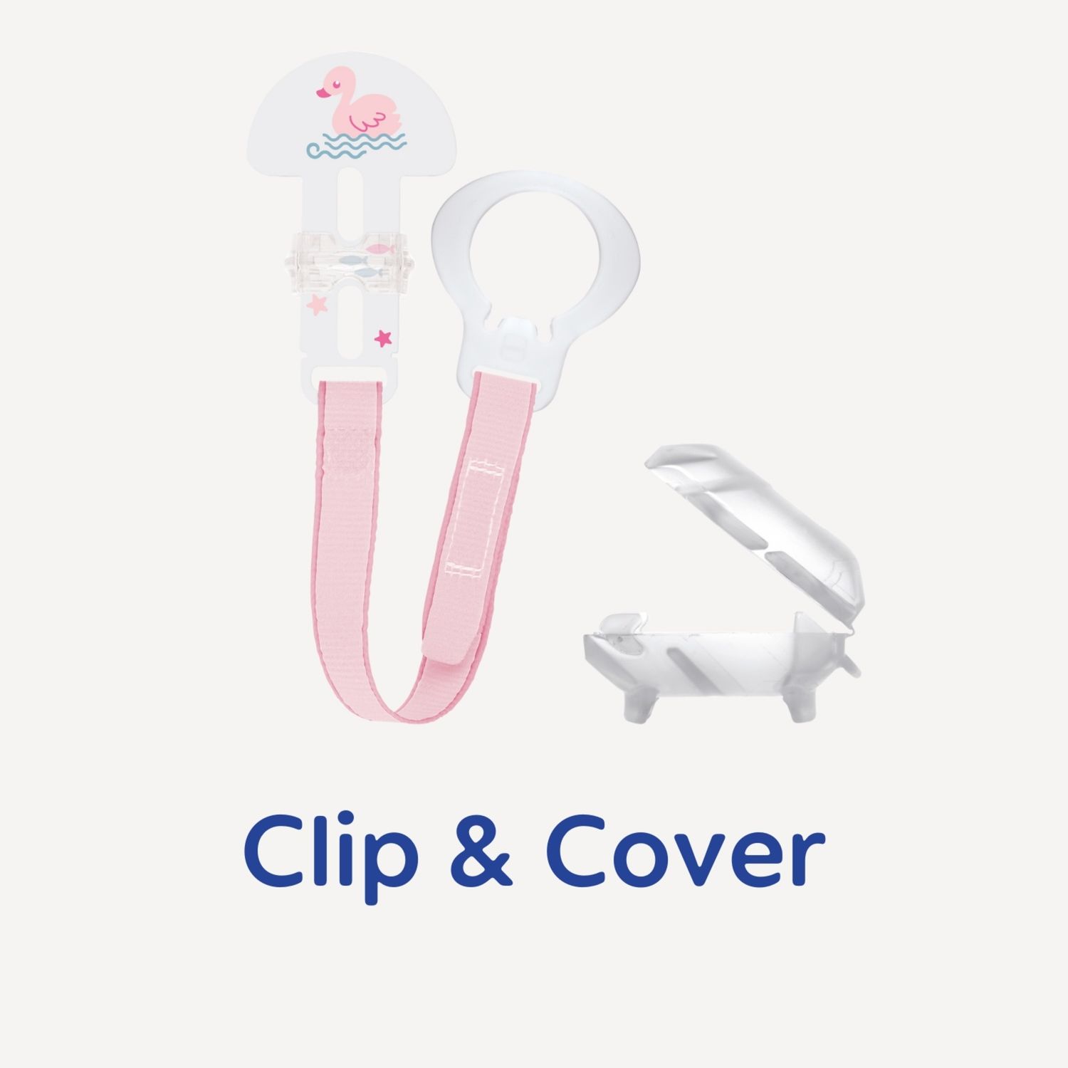 Mam clip & cover catenella portaciuccio, catenella ciuccio 0+ mesi regolabile con chiusura a velcro e salvasucchietto, neutro - Mam