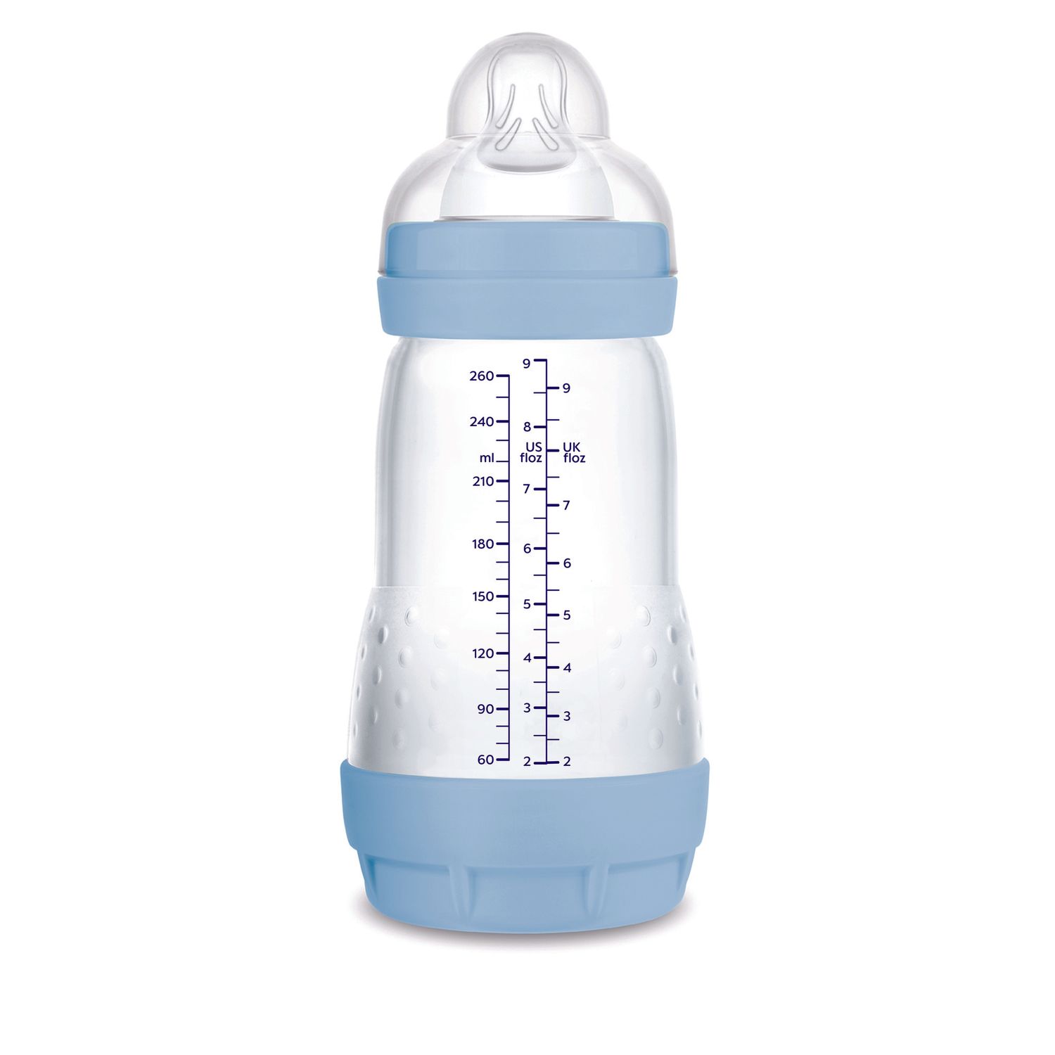 Mam biberon easy start 260 ml (set da 2), kit da 2 biberon anticolica per allattamento misto, azzurro, 2+ mesi - Mam