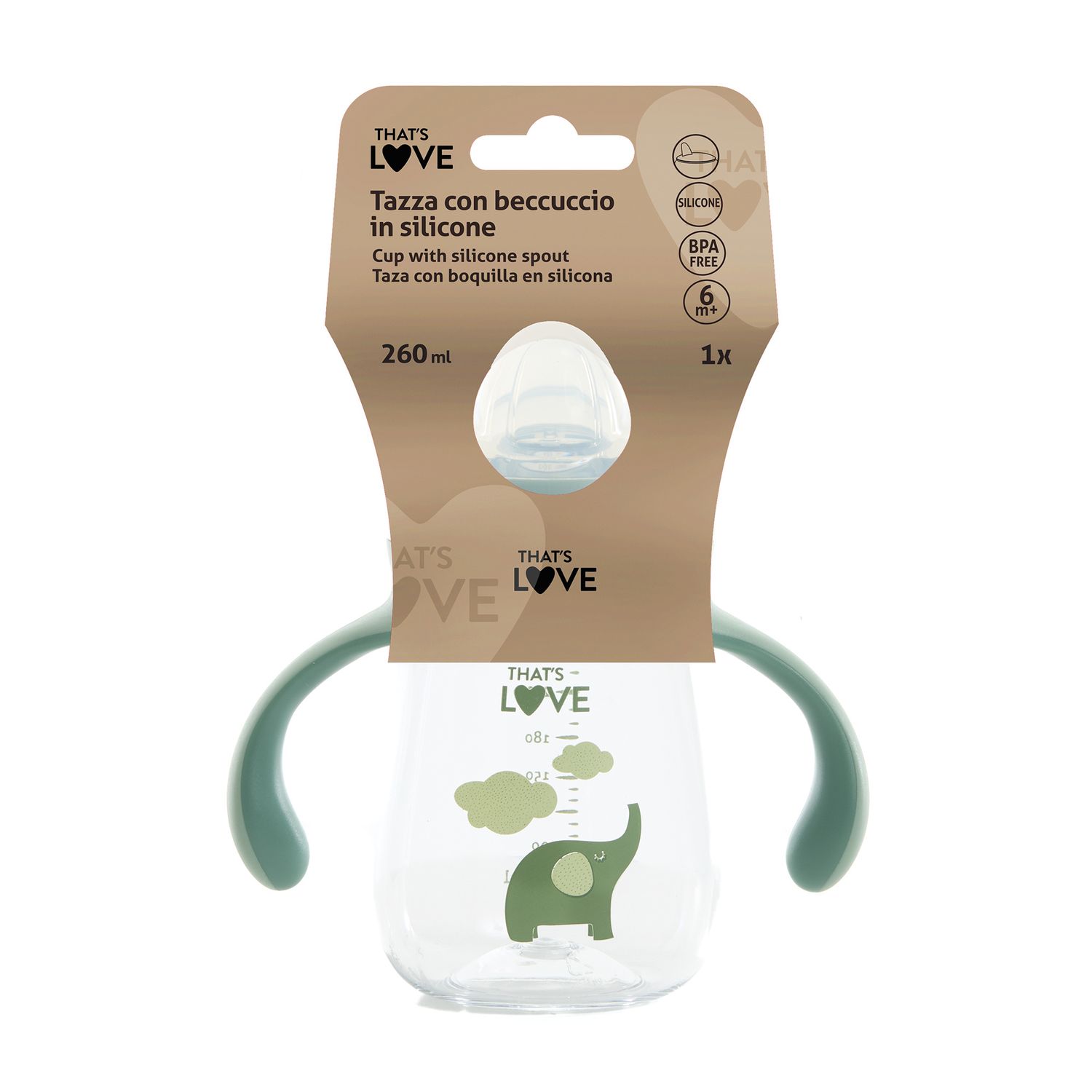 Tazza 6 m+ elephant 260 ml beccuccio silicone- that's love - That's Love