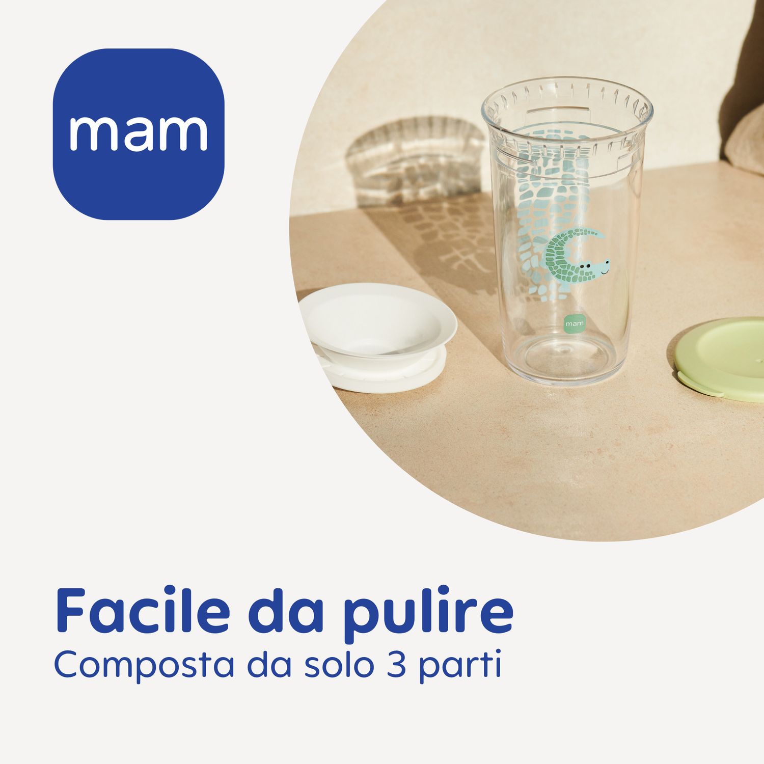 Mam easy to drink cup 360° (290 ml), tazza bambini 8m+ con valvola 360° a prova di perdita, neutro - Mam