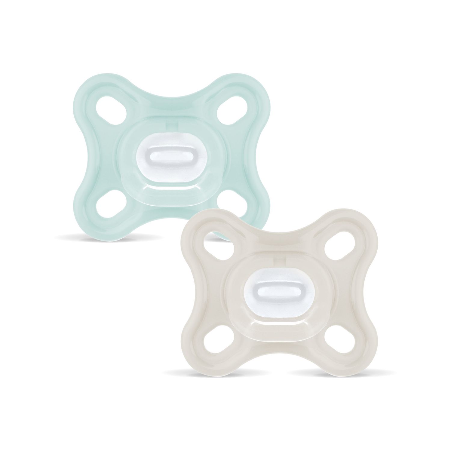 Mam comfort succhietto 0-3 mesi (set da 2), ciuccio mam 0-3 mesi in 100% silicone con design unico, neutro/verde - Mam