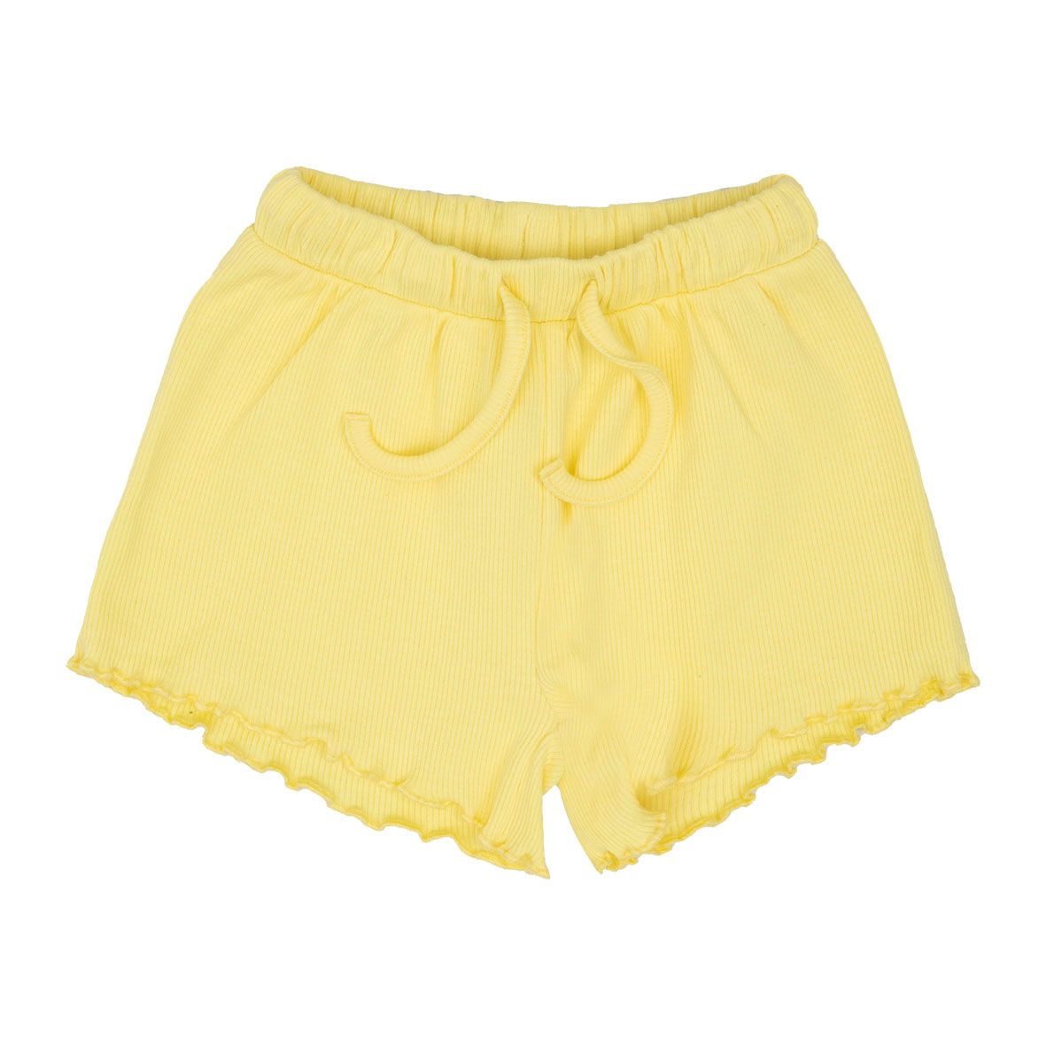 Short in cotone a costine con bordo a volant giallo pastello - mawi - Mawi