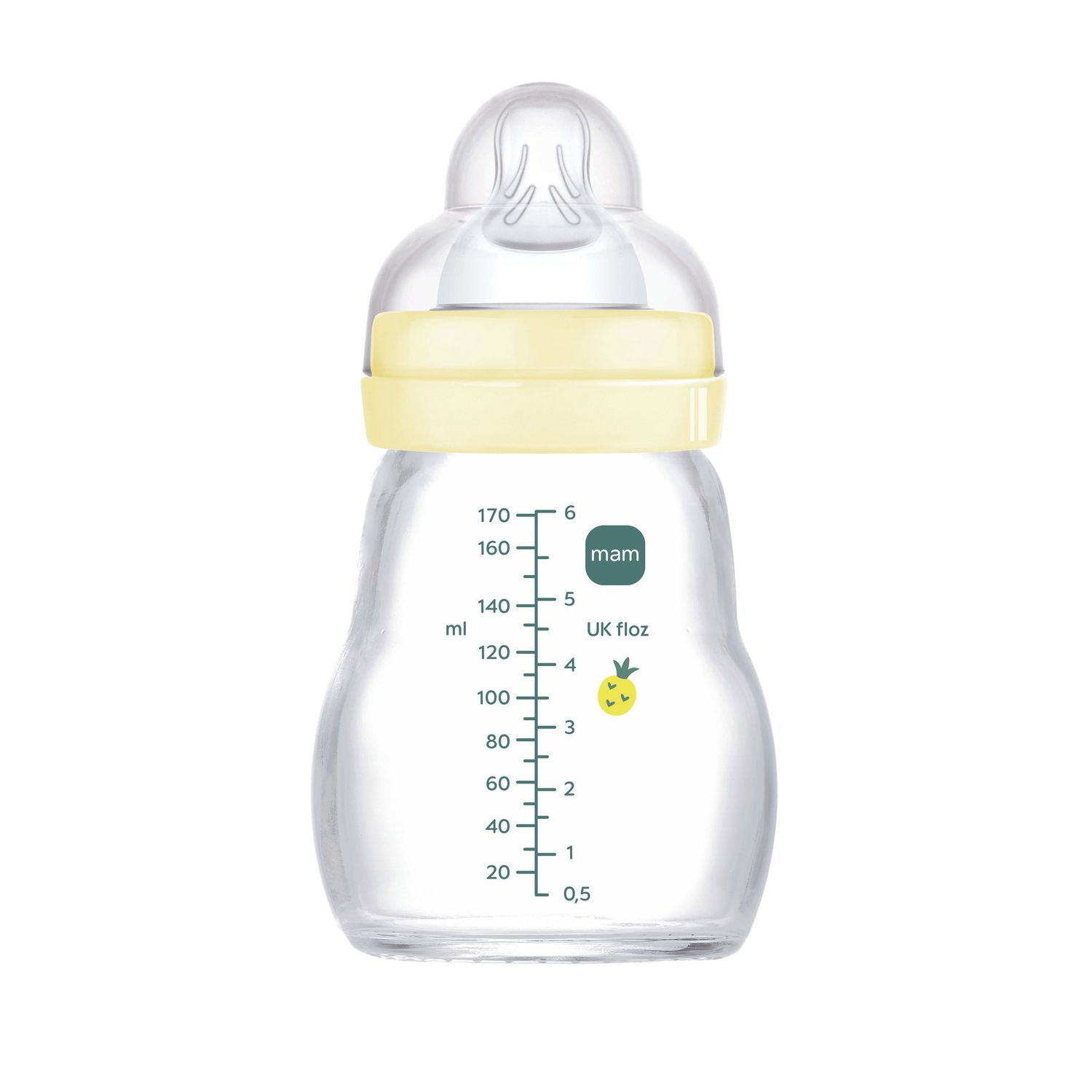 Mam biberon feel good 170 ml, biberon vetro pregiato resistente alle alte temperature, neutro - Mam