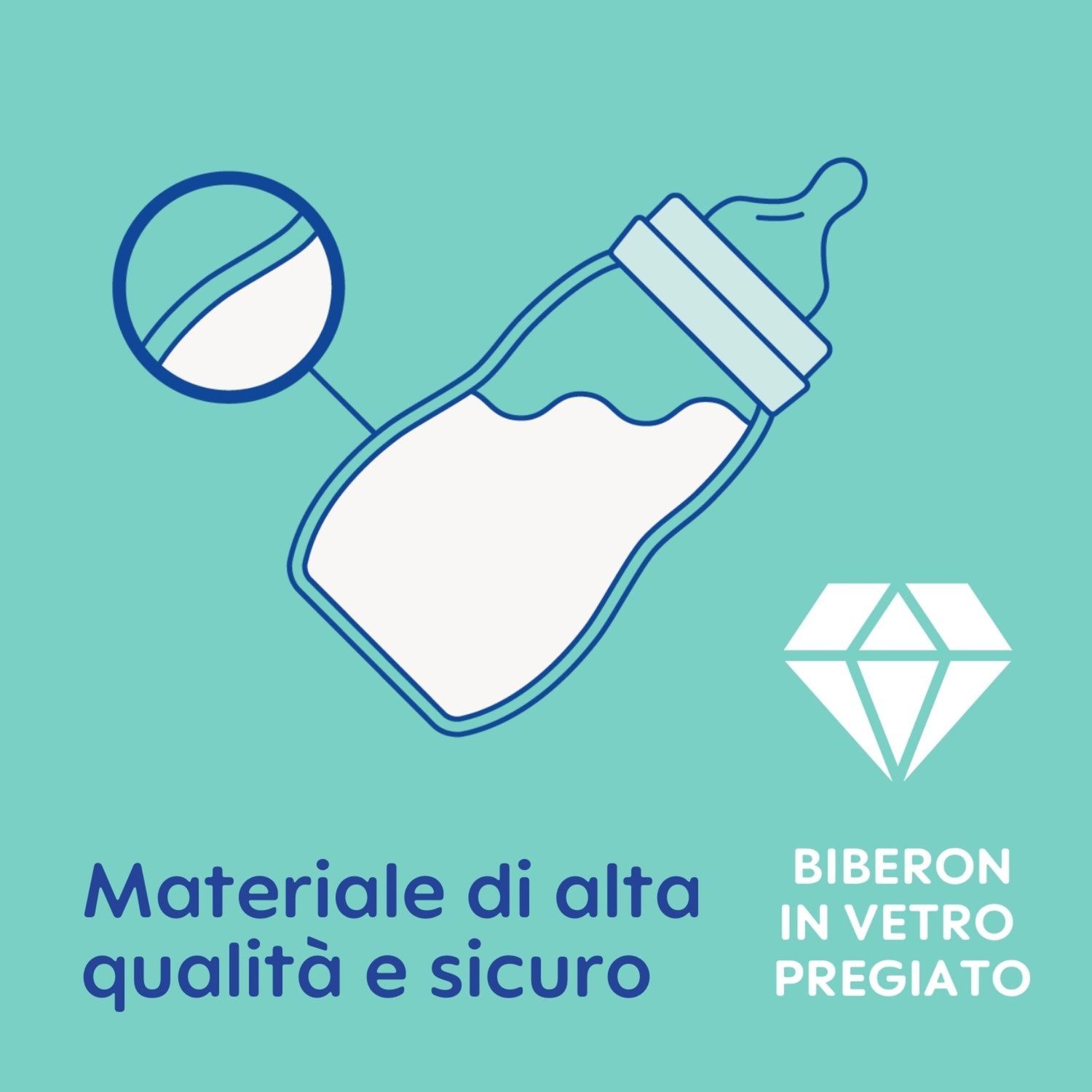 Mam biberon feel good 170 ml, biberon vetro pregiato resistente alle alte temperature, neutro - Mam
