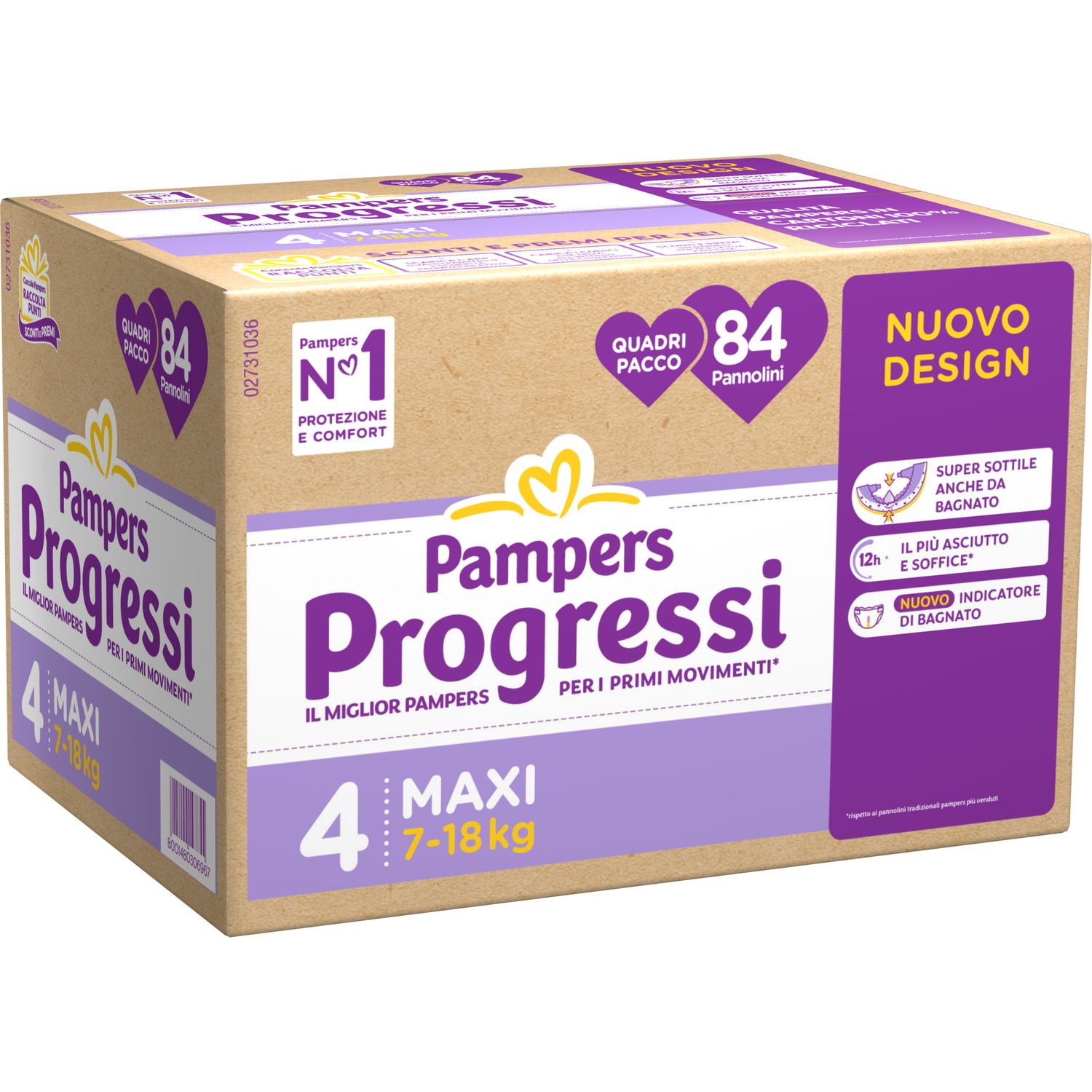 Pannolino progressi quadri pacco taglia 4 7-18kg 84 pz - pampers - Pampers