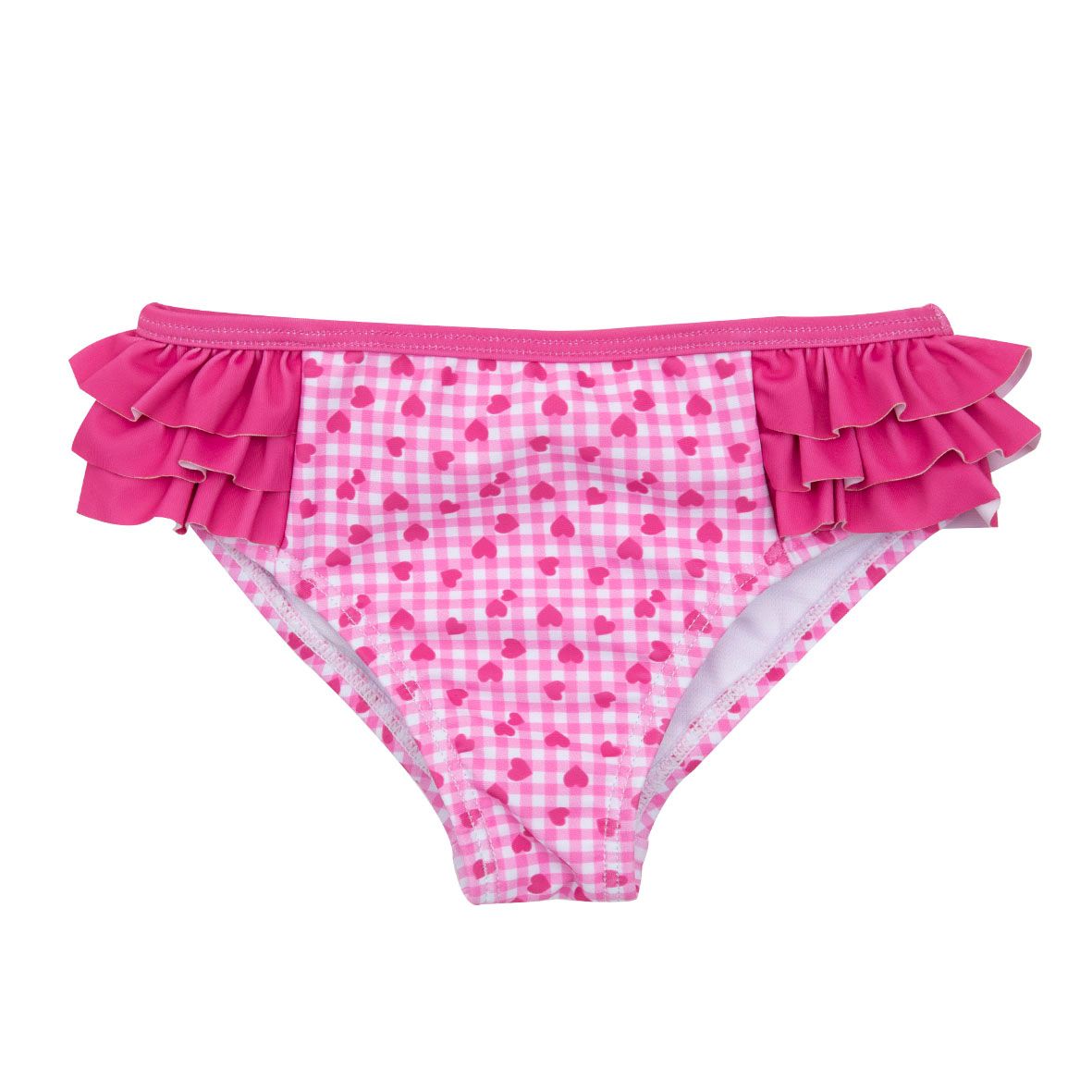 Slip mare bimba a quadretti vichy con cuori e volant rosa - mawi - Mawi
