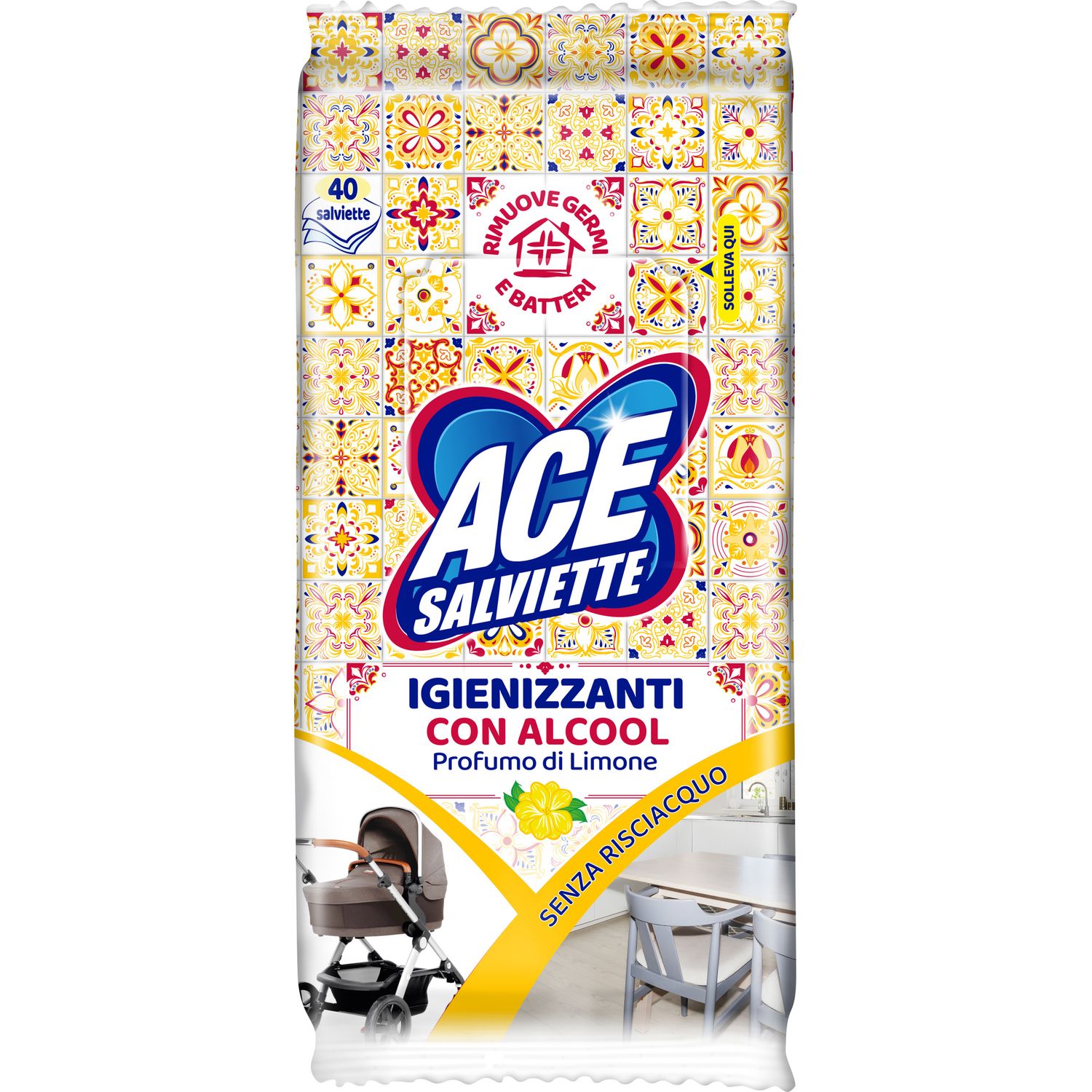 Ace salviette igienizzanti limone x40/it - Ace