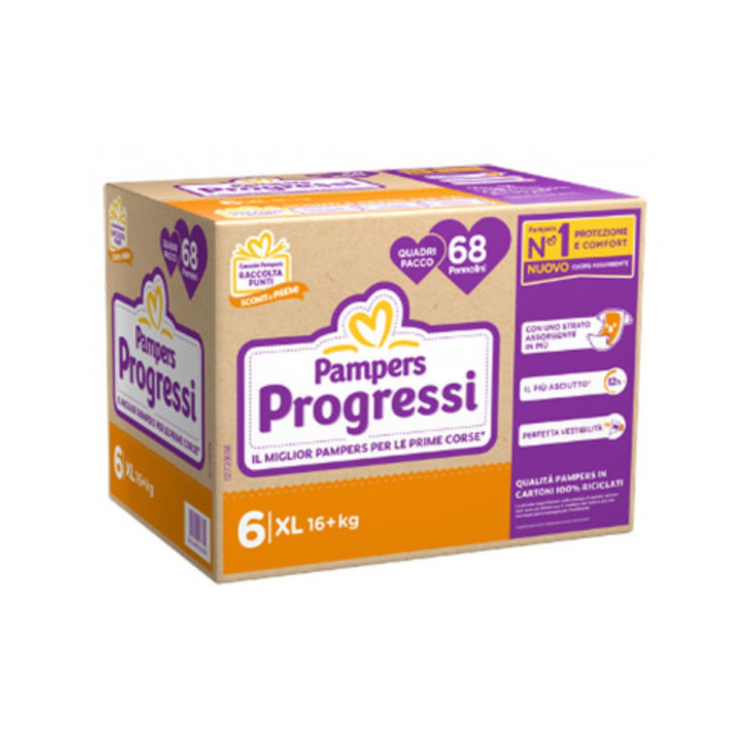 Pannolino progressi quadri pacco taglia 6 16+kg 68 pz - pampers - Pampers