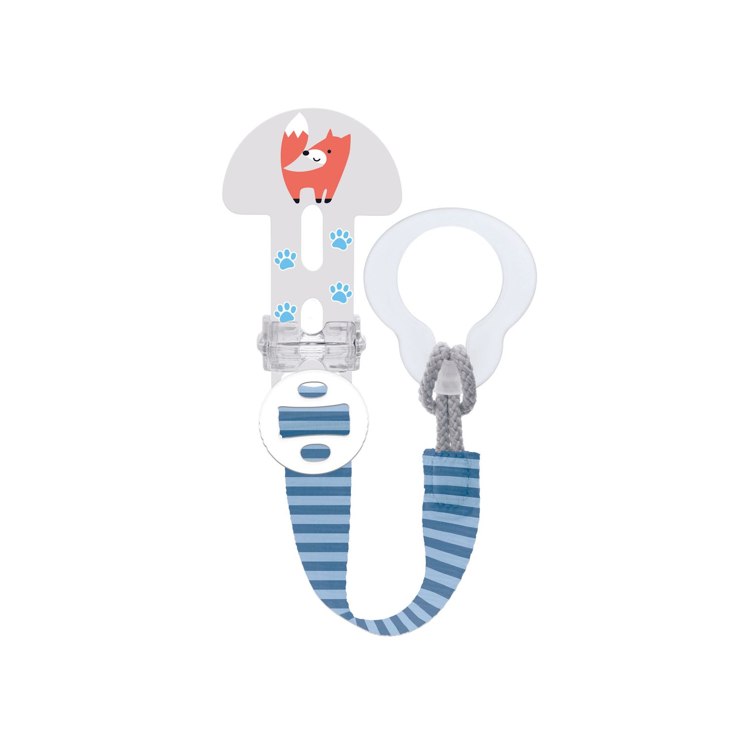 Mam clip it! &amp; cover catenella portaciuccio, catenella ciuccio 0+ mesi regolabile con anello rimovibile e con salvasucchietto, azzurro - Mam