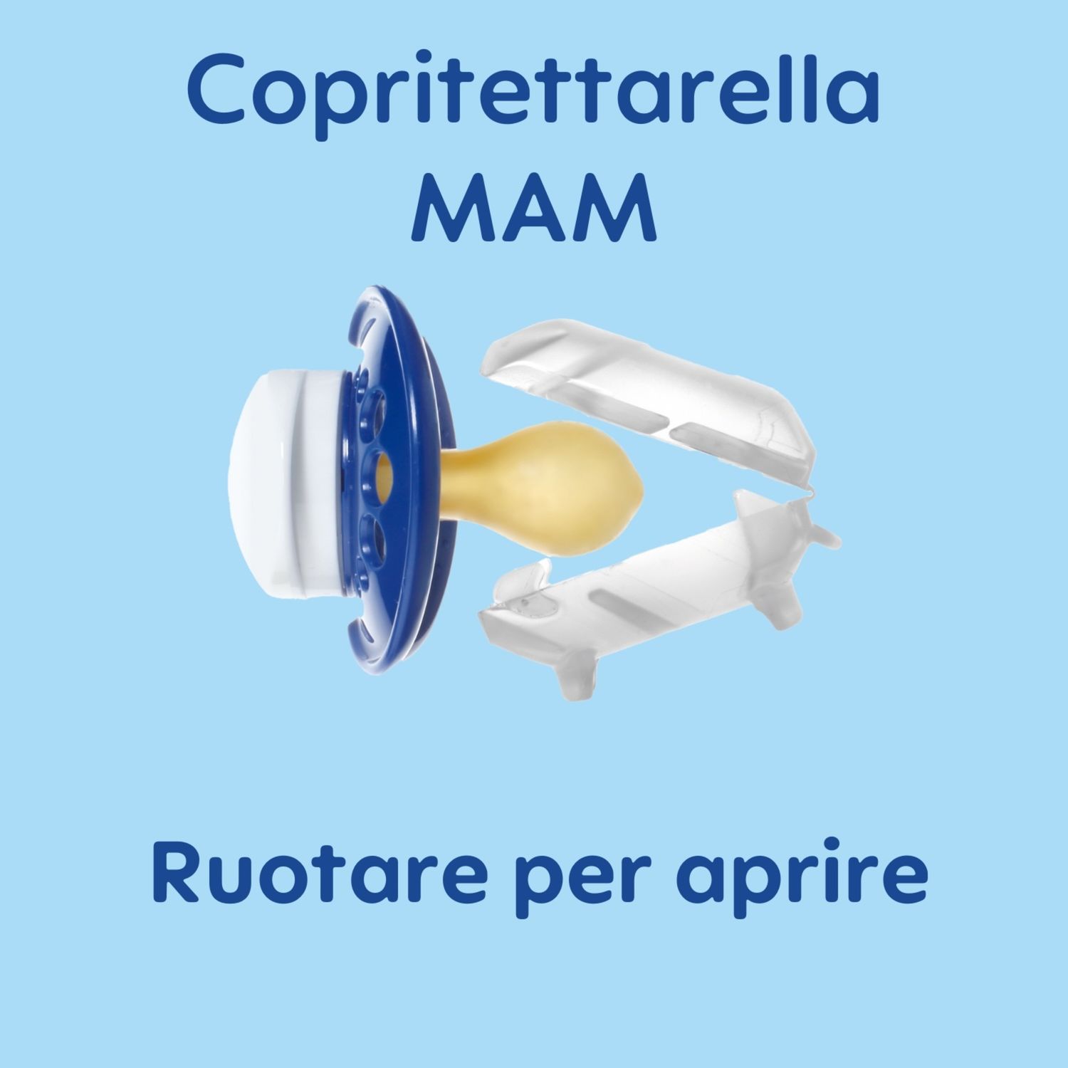 Mam clip it! & cover catenella portaciuccio, catenella ciuccio 0+ mesi regolabile con anello rimovibile e con salvasucchietto, azzurro - Mam