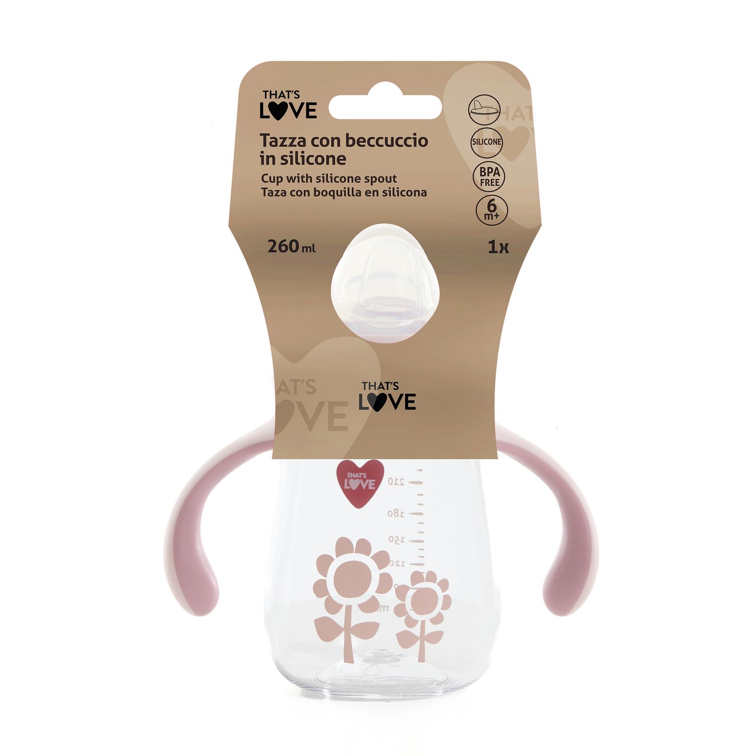 Tazza 6m+ flower 260 ml beccuccio silicone - that's love - That's Love