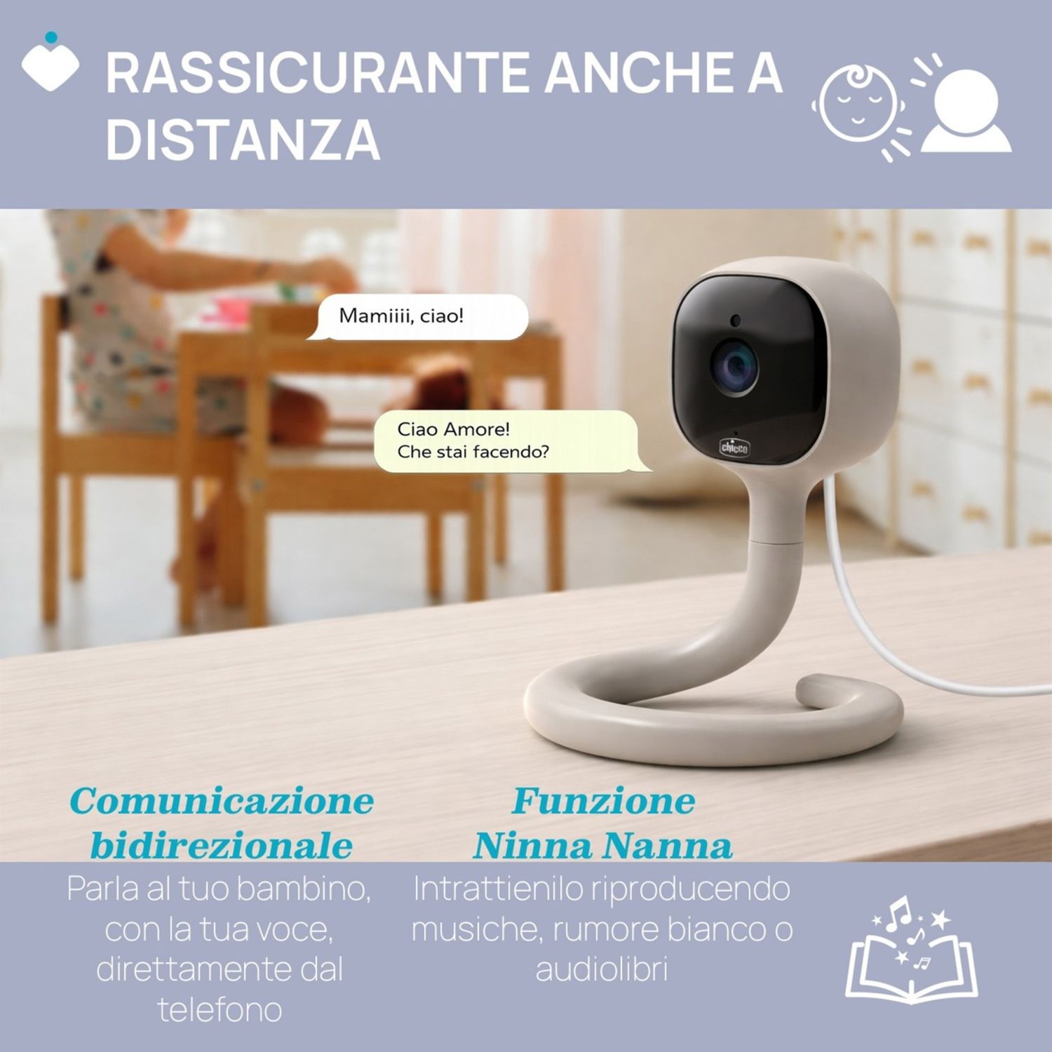 Video baby monitor wi-fi smart ai - chicco - Chicco