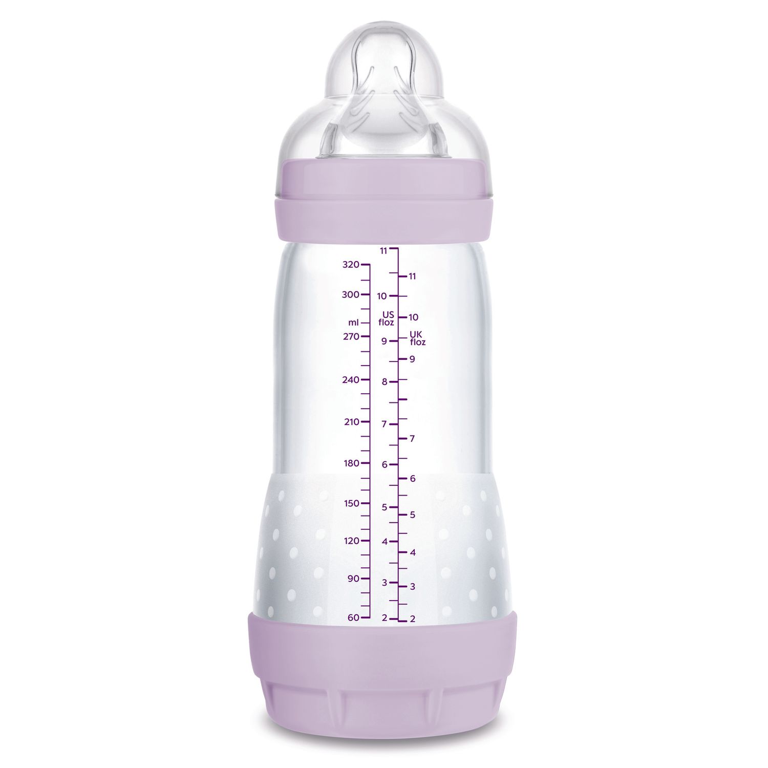 Mam biberon easy start 320 ml, biberon anticolica per allattamento misto, riduce le bolle d'aria e il rischio di coliche, lilla, 4+ mesi - Mam