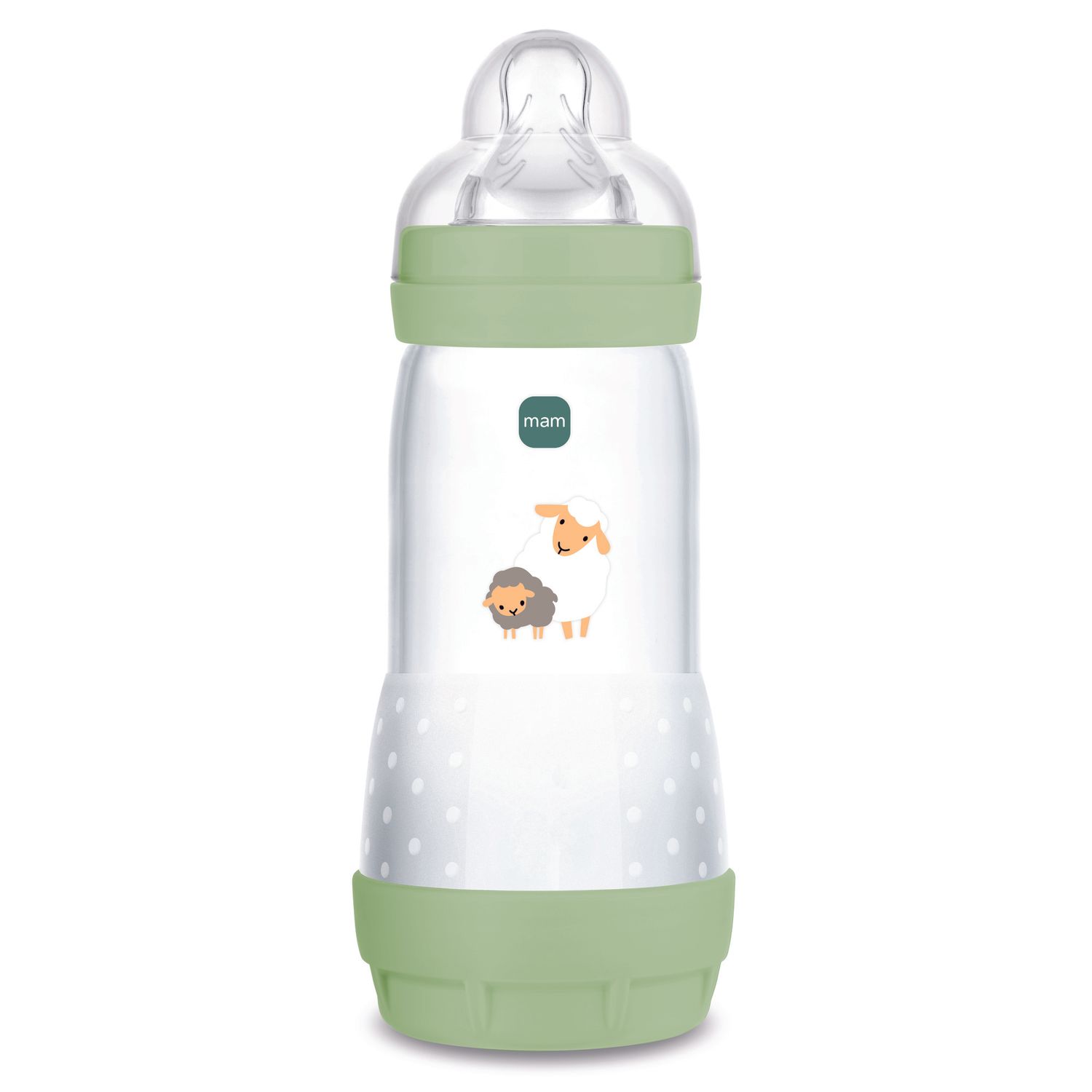 Mam biberon easy start 320 ml, biberon anticolica per allattamento misto, riduce le bolle d'aria e il rischio di coliche, verde, 4+ mesi - Mam